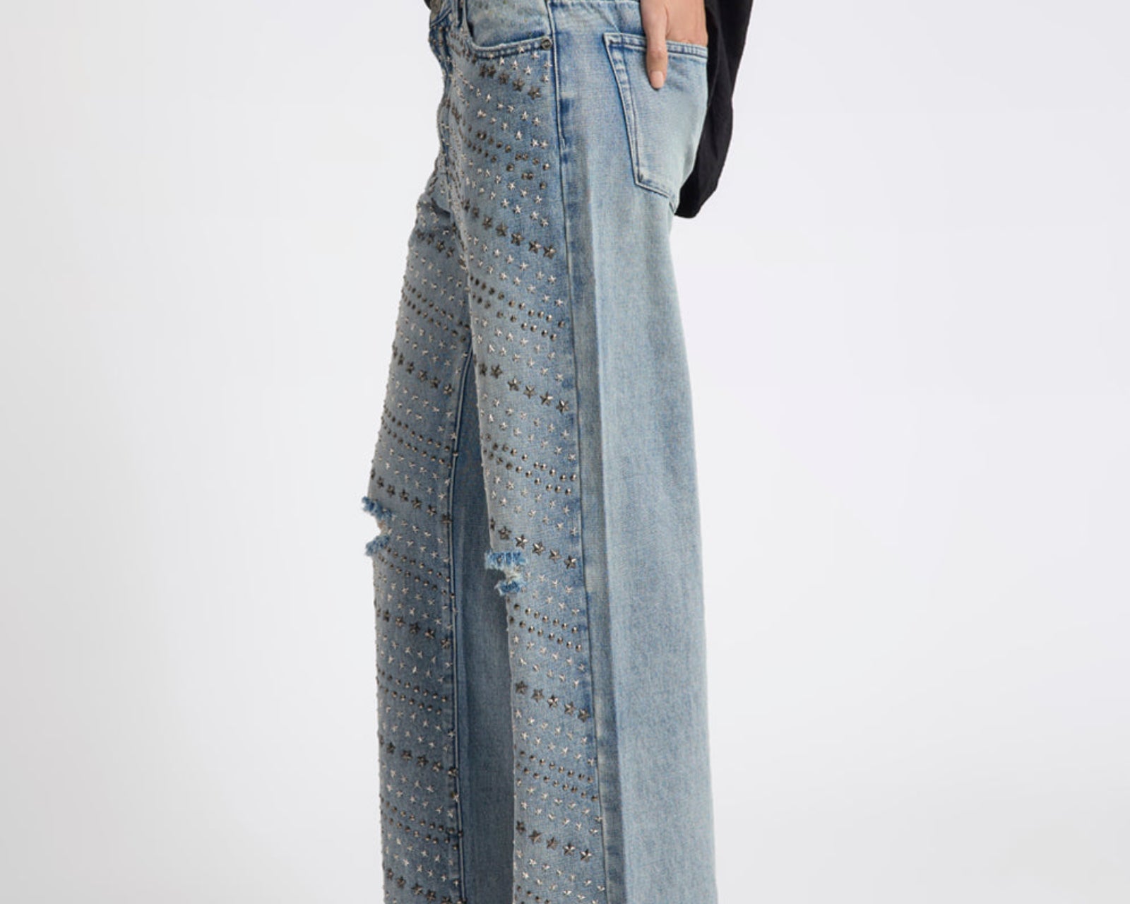 25th Anniversary Limited Edition Jackson Mid Waist Wide Leg Studded Denim Jeans - Salty Dog