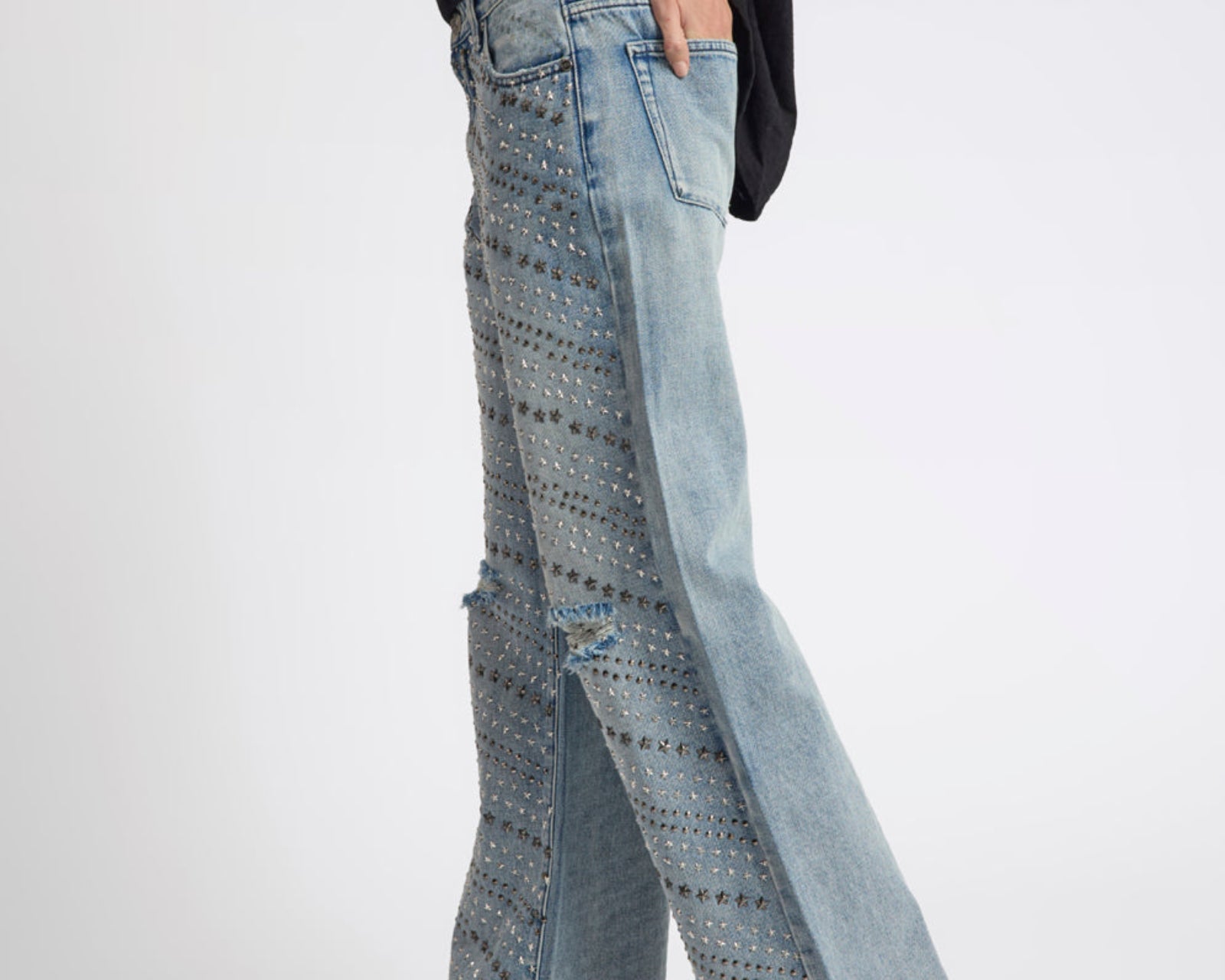 25th Anniversary Limited Edition Jackson Mid Waist Wide Leg Studded Denim Jeans - Salty Dog