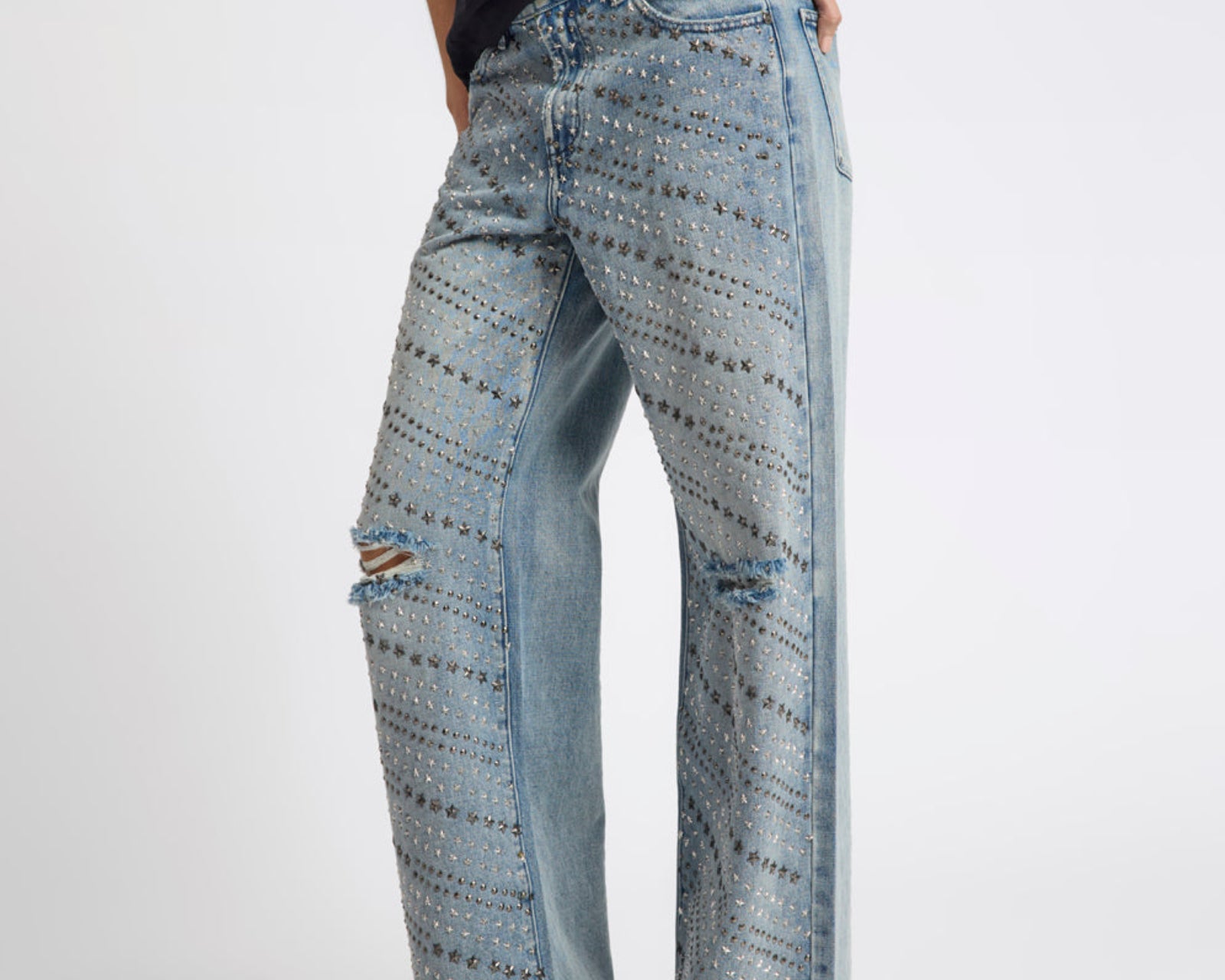 25th Anniversary Limited Edition Jackson Mid Waist Wide Leg Studded Denim Jeans - Salty Dog