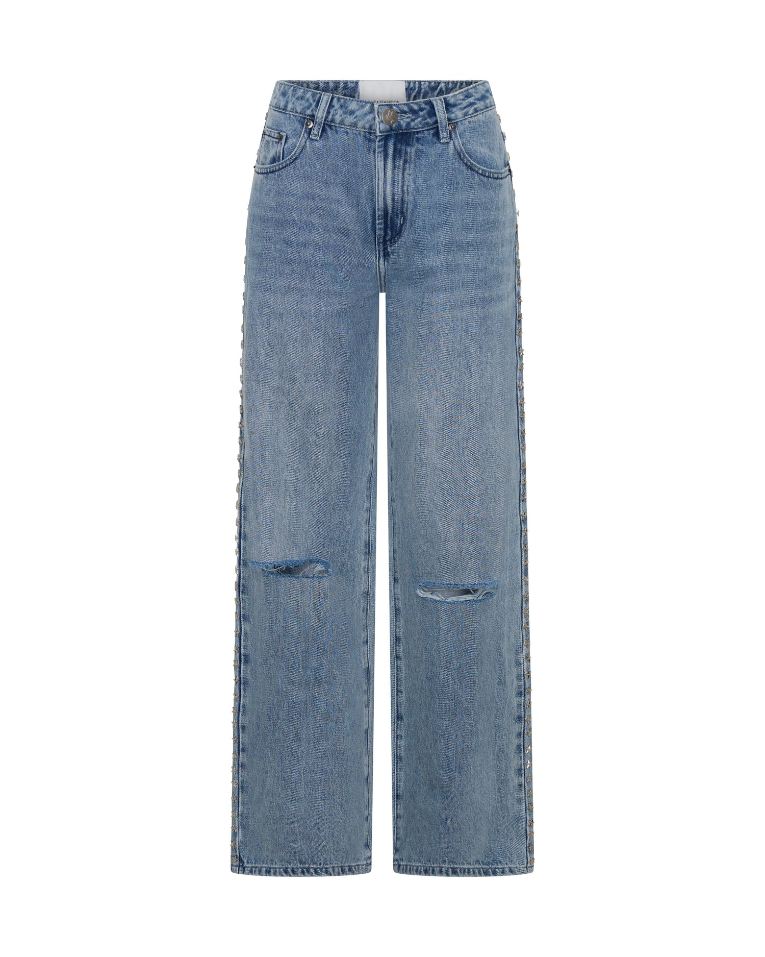 Jordan's Picks 25th Anniversary Jackson Mid Waist Wide Leg Studded Denim Jeans - Salty Dog