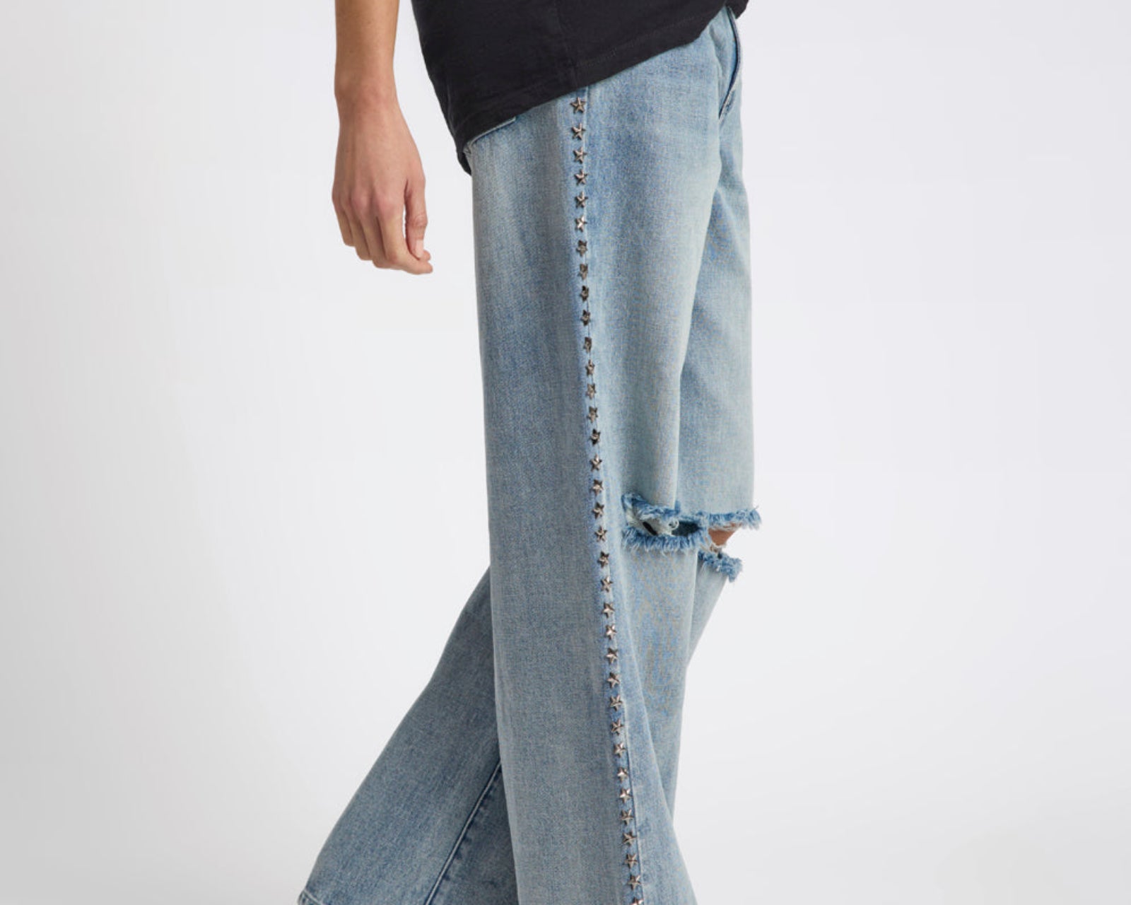 25th Anniversary Jackson Mid Waist Wide Leg Studded Denim Jeans - Salty Dog