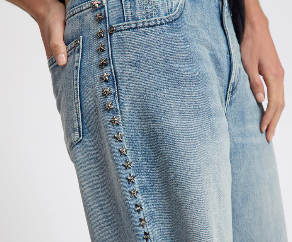 25th Anniversary Jackson Mid Waist Wide Leg Studded Denim Jeans - Salty Dog