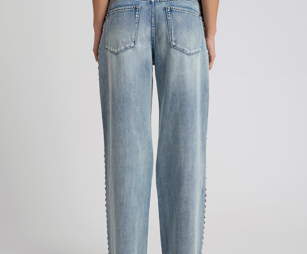 25th Anniversary Jackson Mid Waist Wide Leg Studded Denim Jeans - Salty Dog