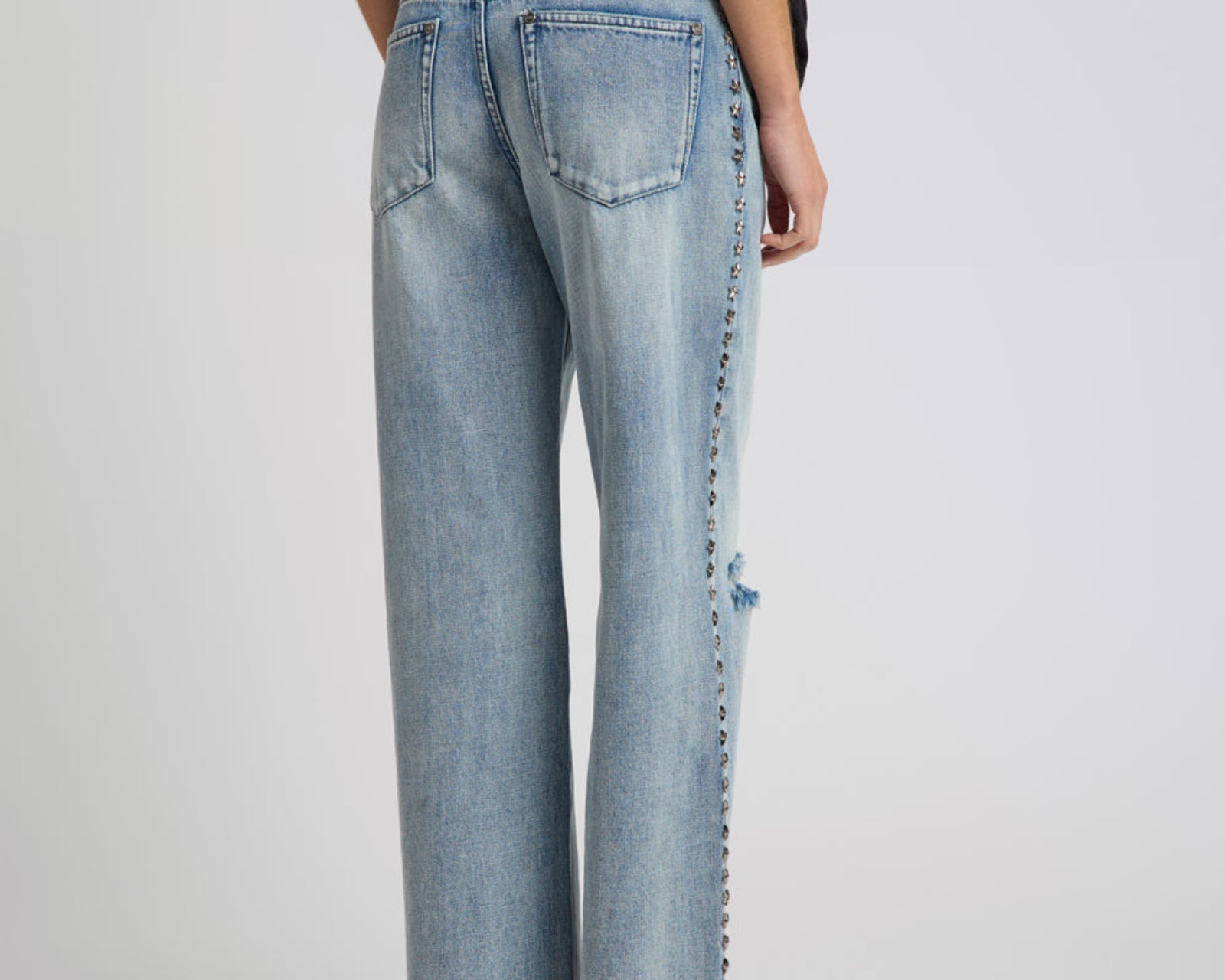 25th Anniversary Jackson Mid Waist Wide Leg Studded Denim Jeans - Salty Dog