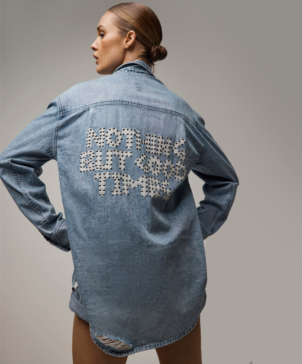Women's Clothing 25th Anniversary Limited Edition Everyday Studded Denim Shirt - Salty Dog