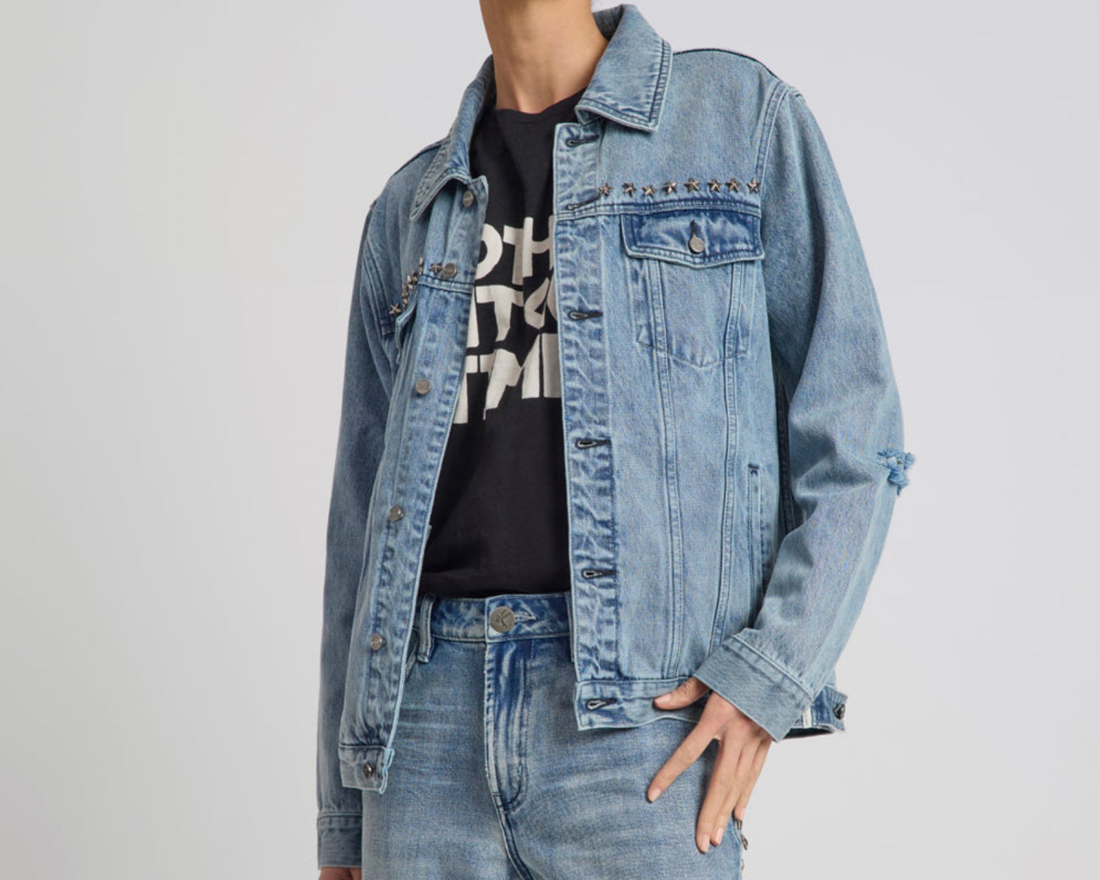 25th Anniversary Trucker Studded Denim Jacket - Salty Dog