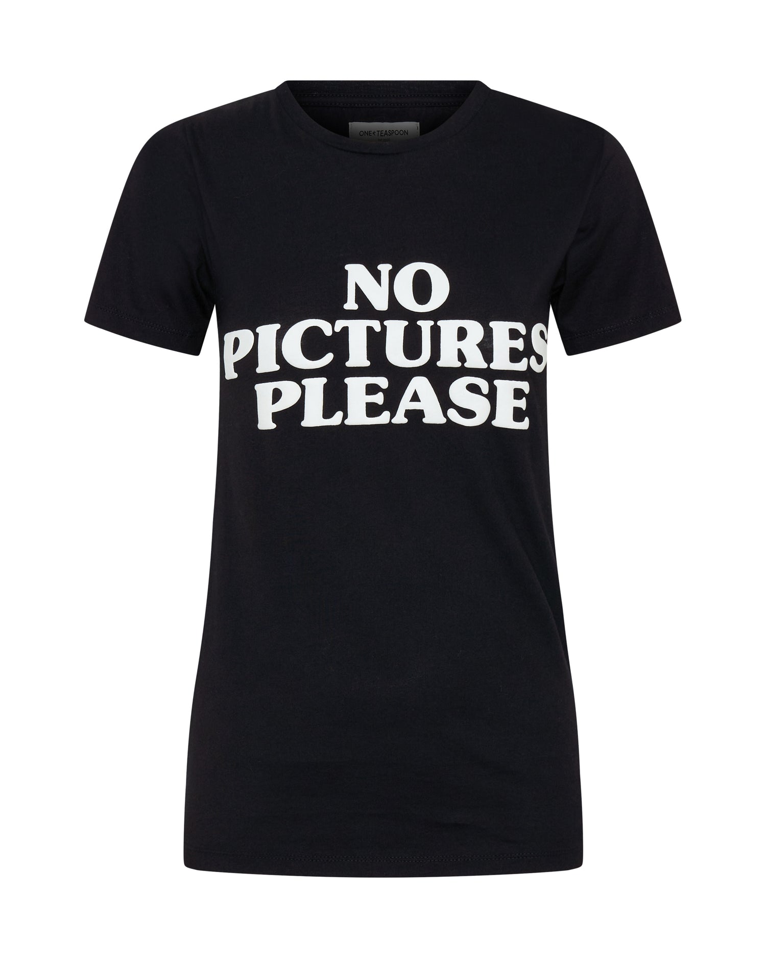 No Pictures Please Fitted Tee - Black