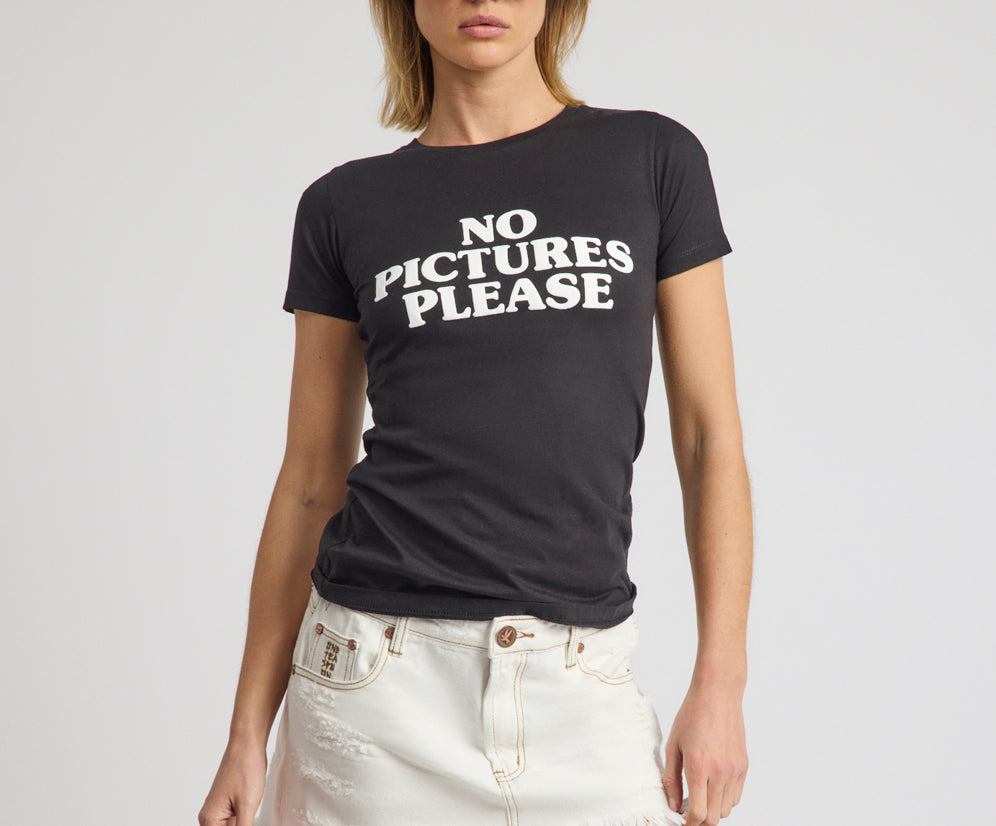 No Pictures Please Fitted Tee - Black
