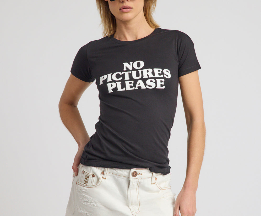 No Pictures Please Fitted Tee - Black
