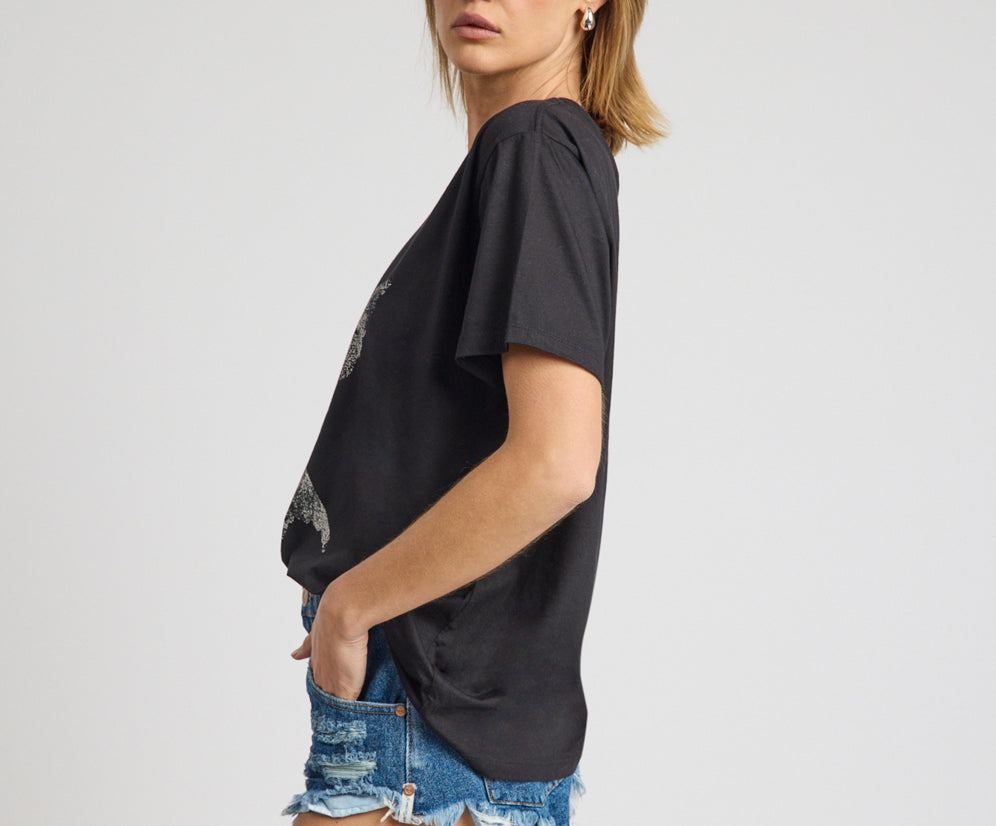 Brushed Bowerbird Boyfriend Tee - Black