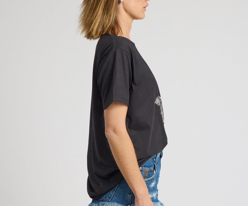 Brushed Bowerbird Boyfriend Tee - Black