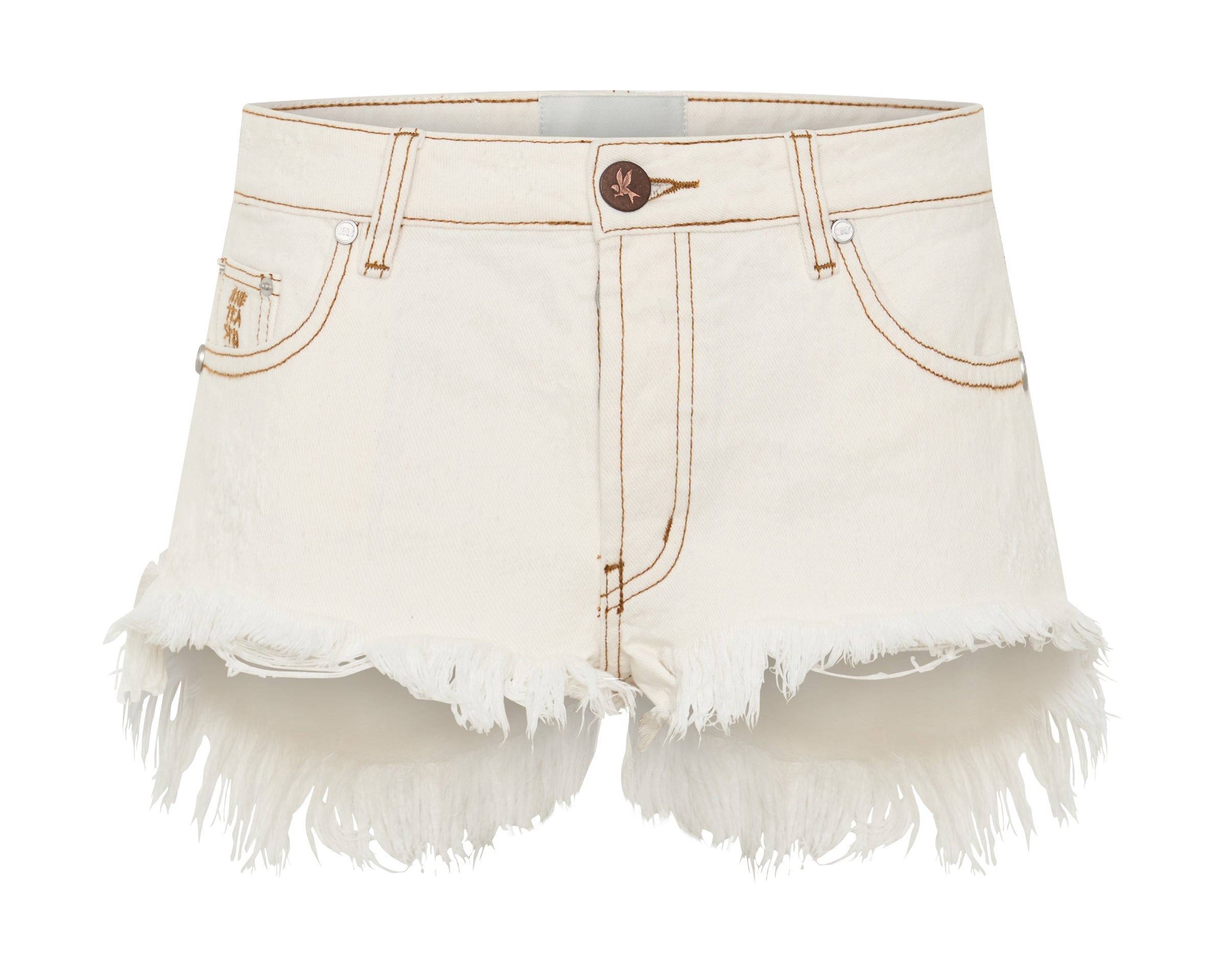 Micro Dukes Low Waist Mini Denim Shorts - White Beauty