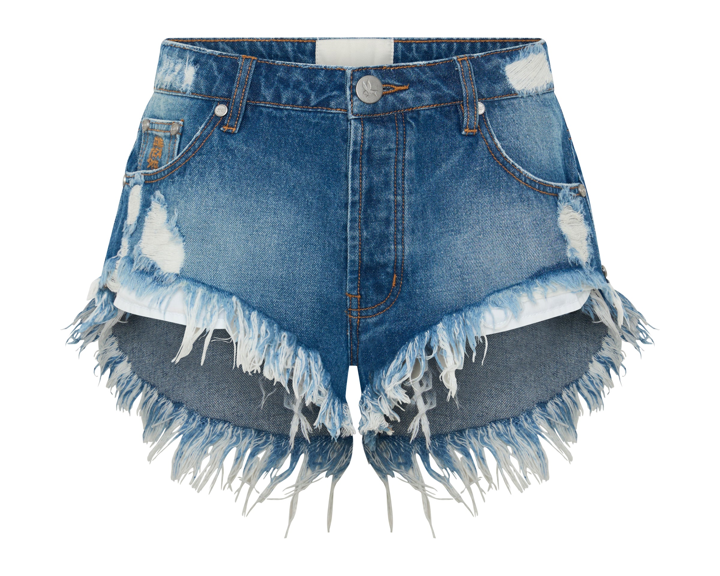 Rollers Low Waist Messed Up Denim Shorts - Pacifica Blue