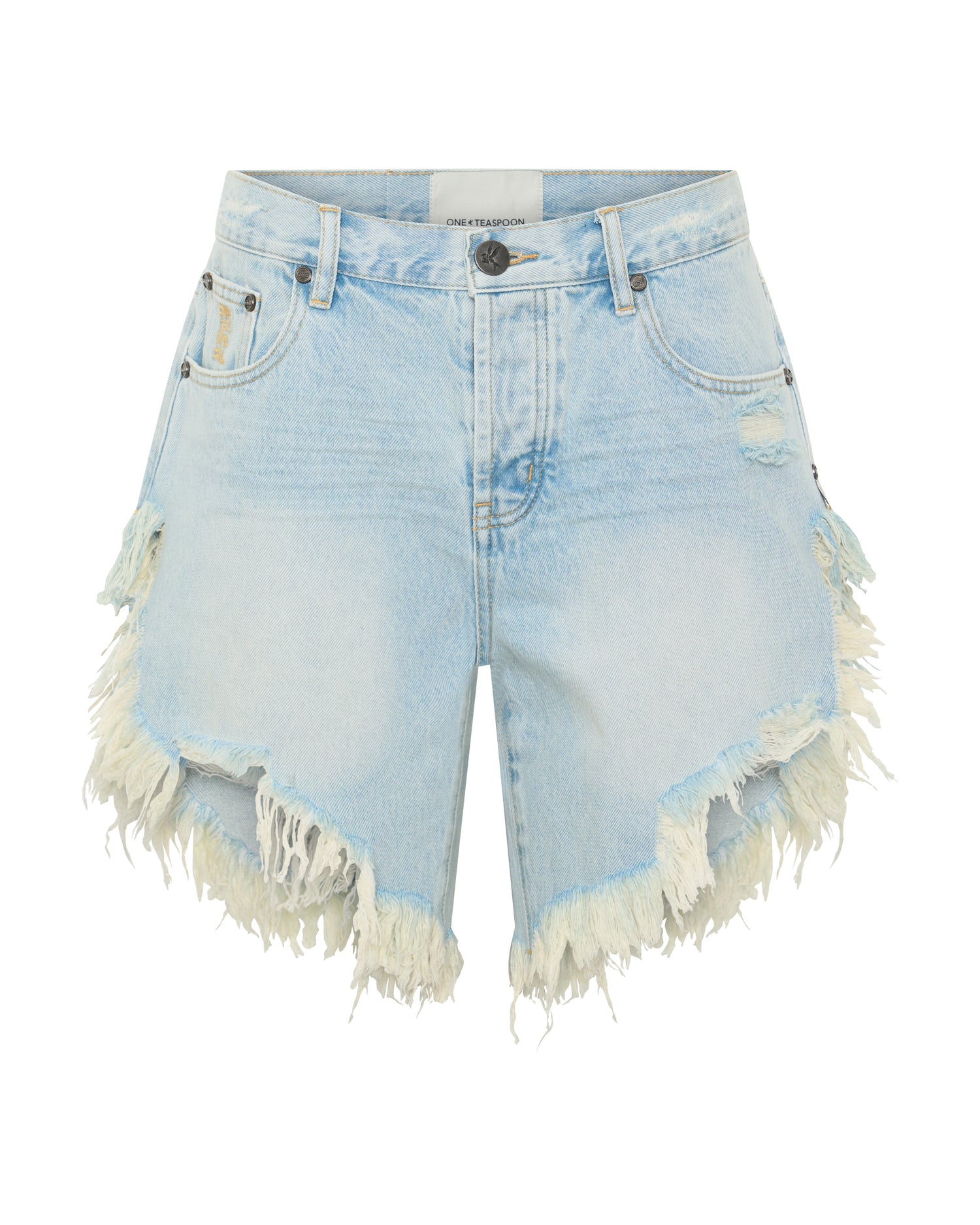 Frankies Low Waist Long Length Denim Shorts - Cosmic Blue
