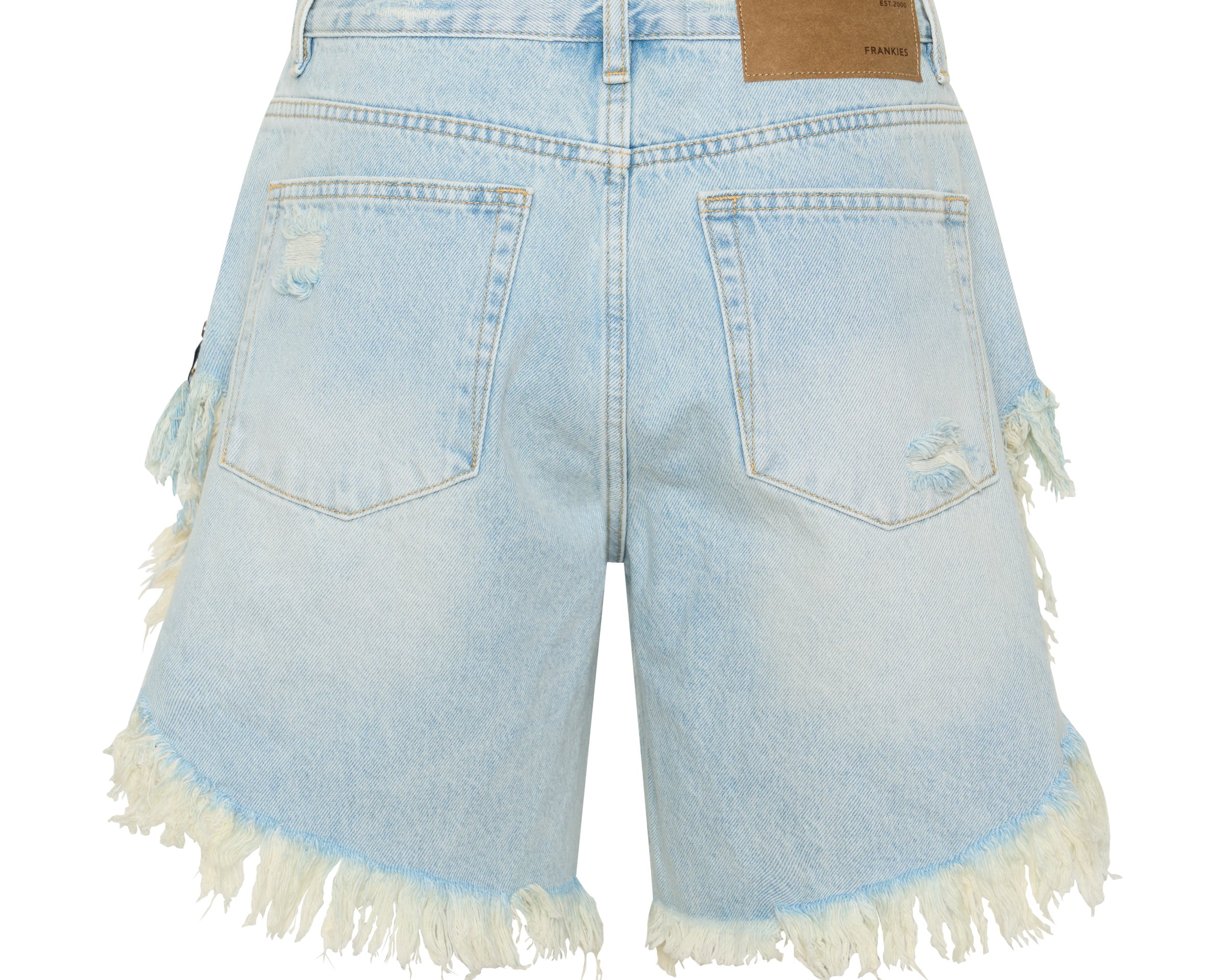 Frankies Low Waist Long Length Denim Shorts - Cosmic Blue