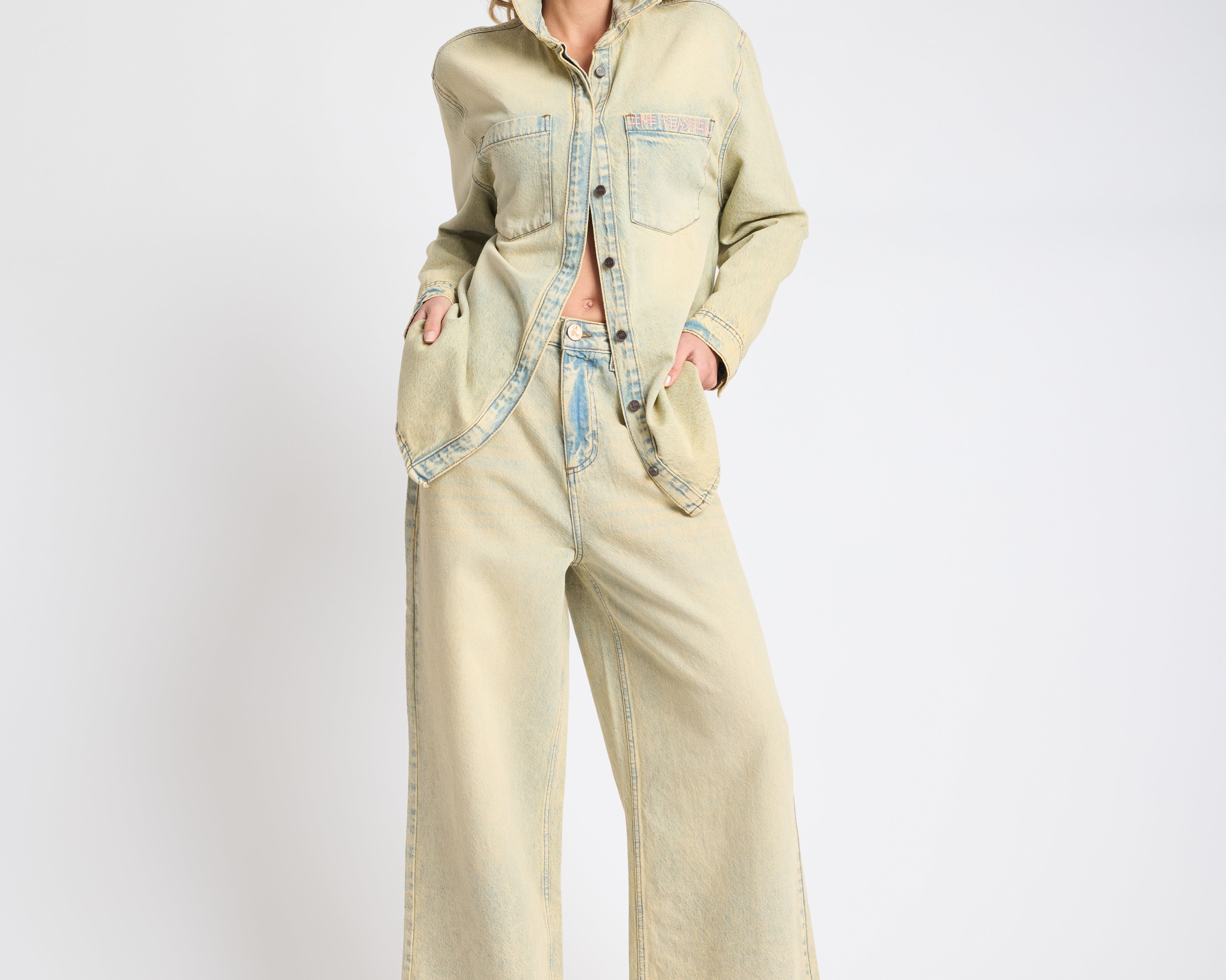 Love Machines High Waist Super Wide Leg Denim Jeans - Blue Sand
