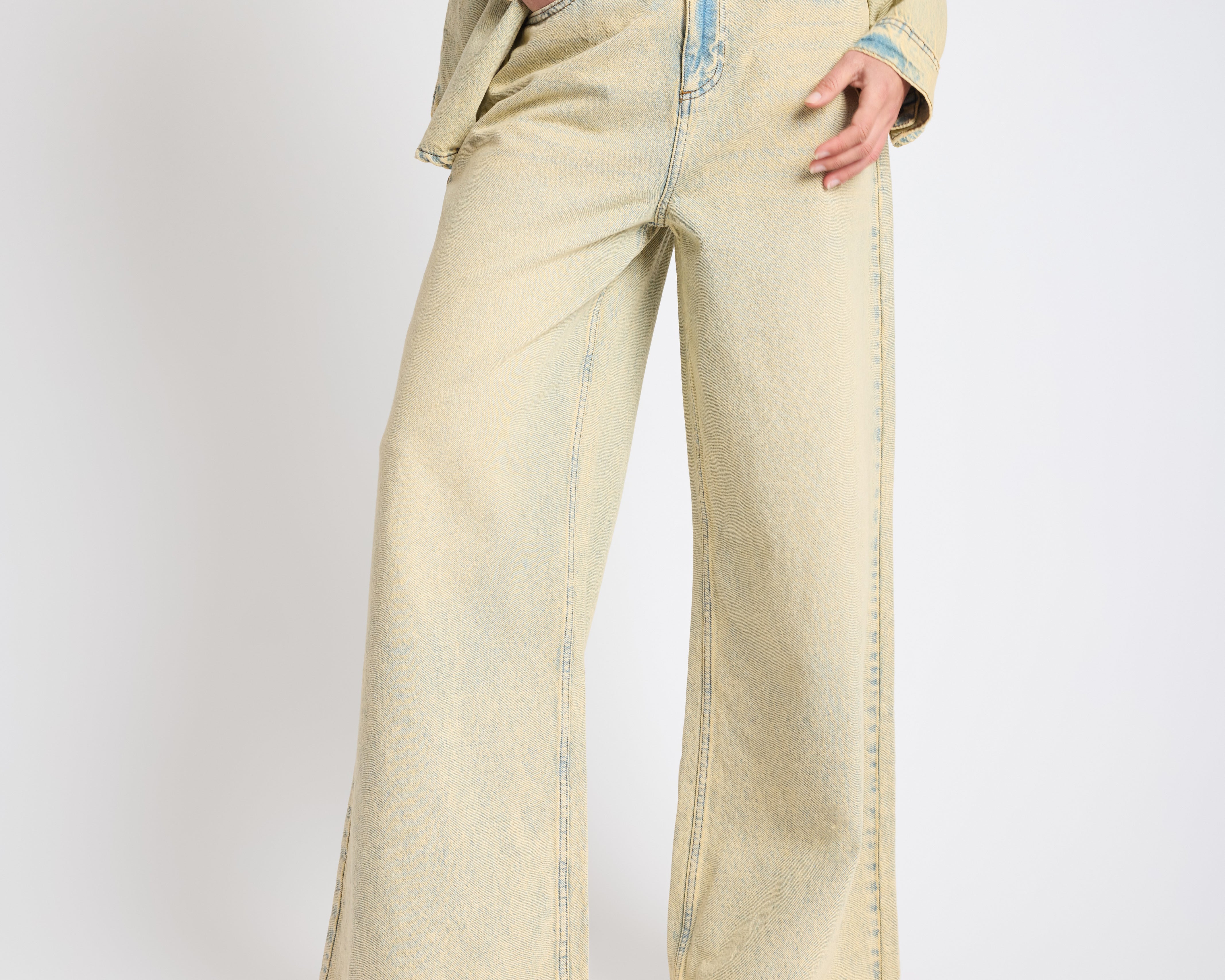 Love Machines High Waist Super Wide Leg Denim Jeans - Blue Sand