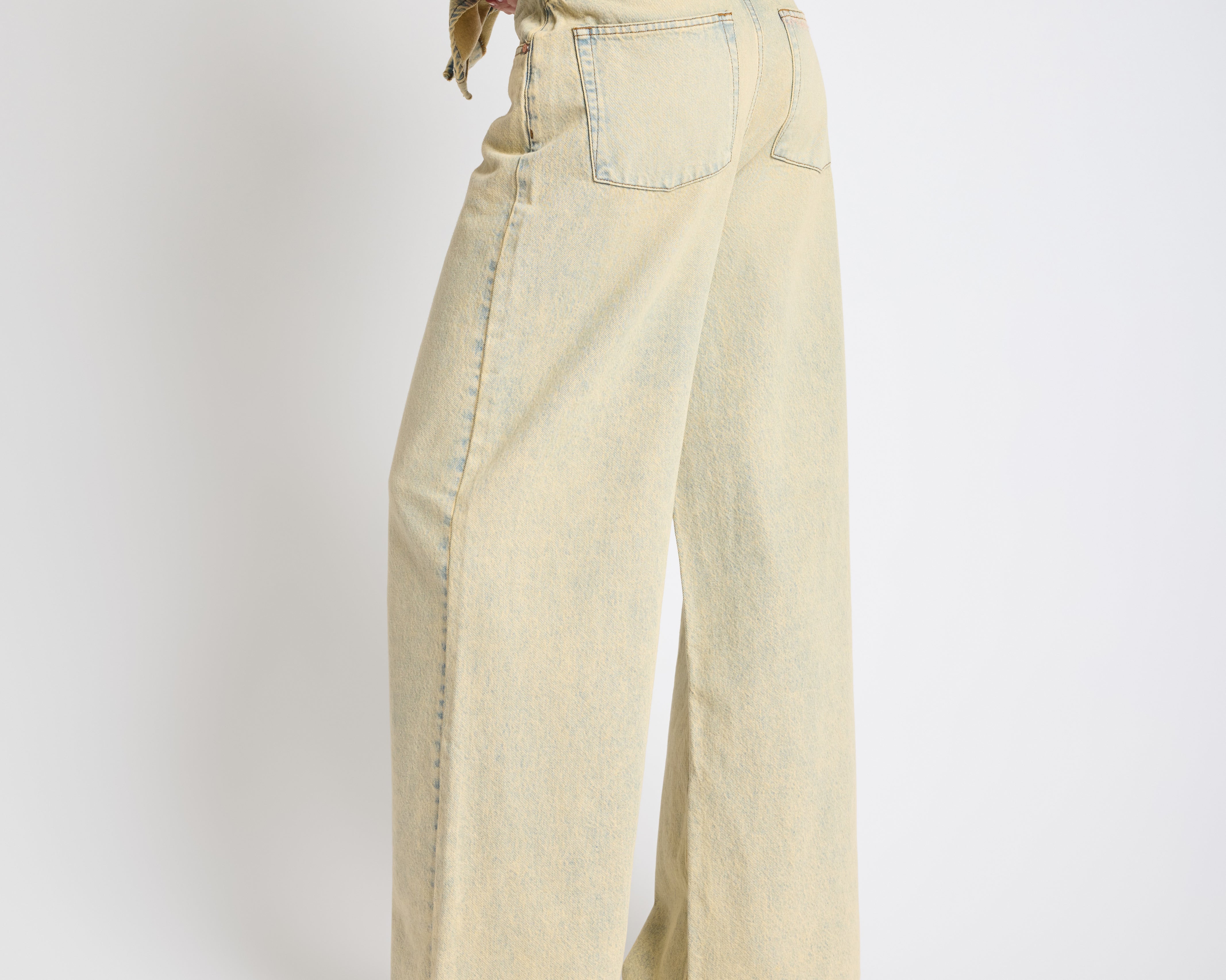 Love Machines High Waist Super Wide Leg Denim Jeans - Blue Sand