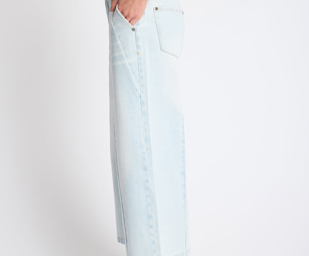 Hayden Mid Waist Wide Leg Cropped Denim Jeans - Bel Air Blue