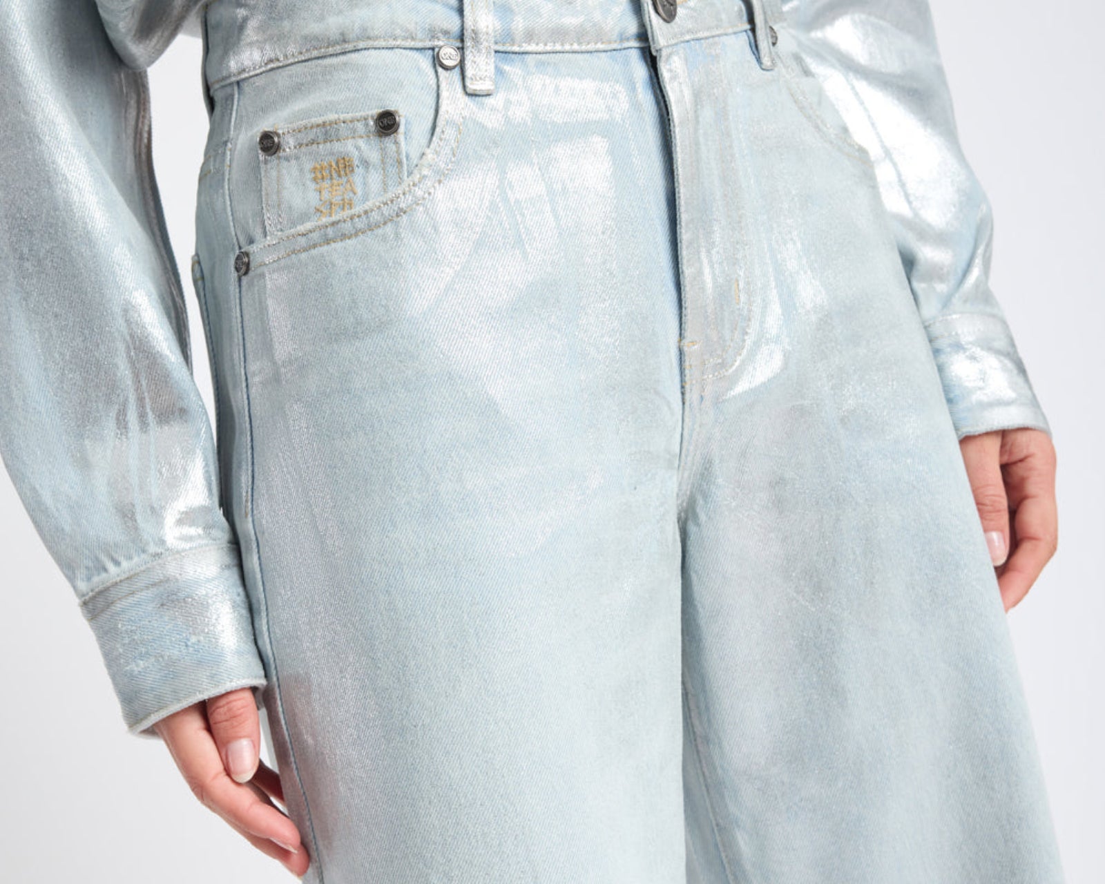 Jackson Mid Waist Wide Leg Denim Jeans - Blue Chrome