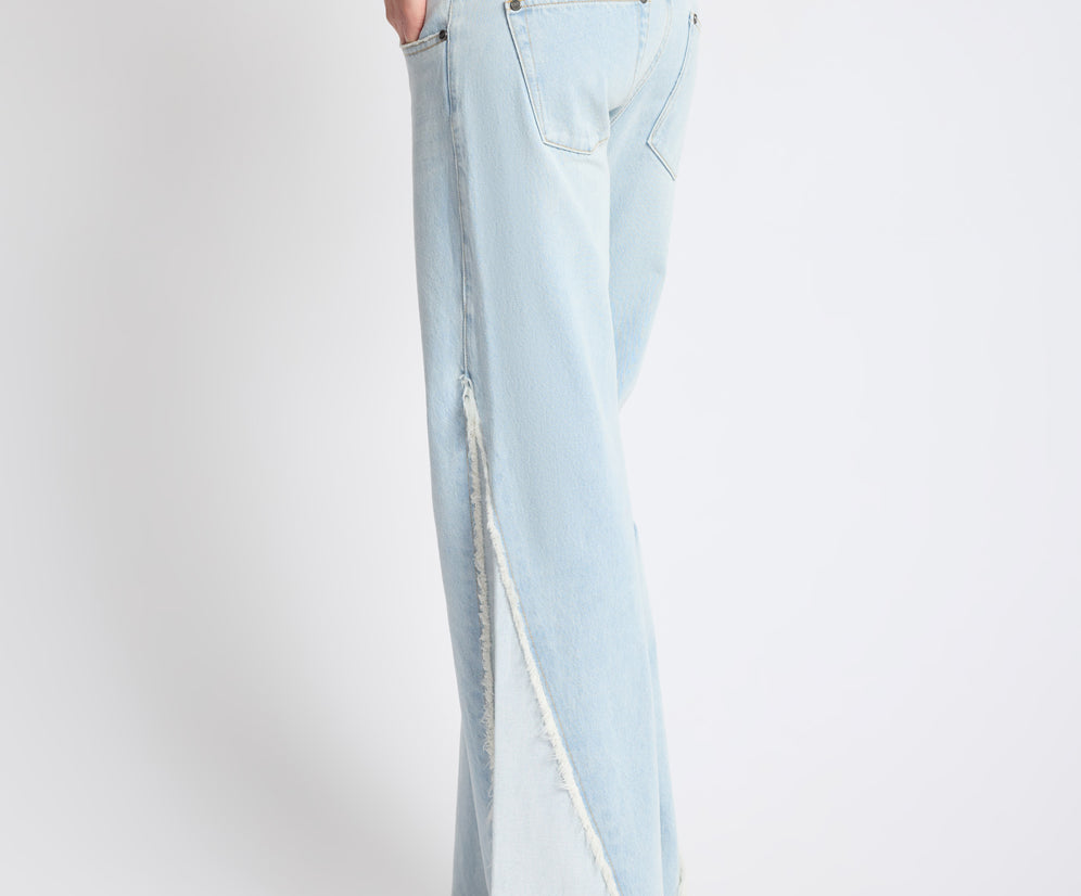 Johnnies Low Waist Wide Leg Flared Denim Jeans - Cosmic Blue