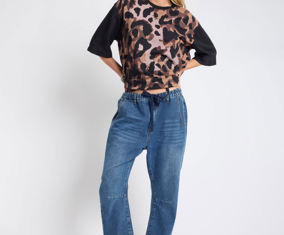 Outcasts Low Waist Drop Crotch Harem Denim Jeans - Rodeo Blue