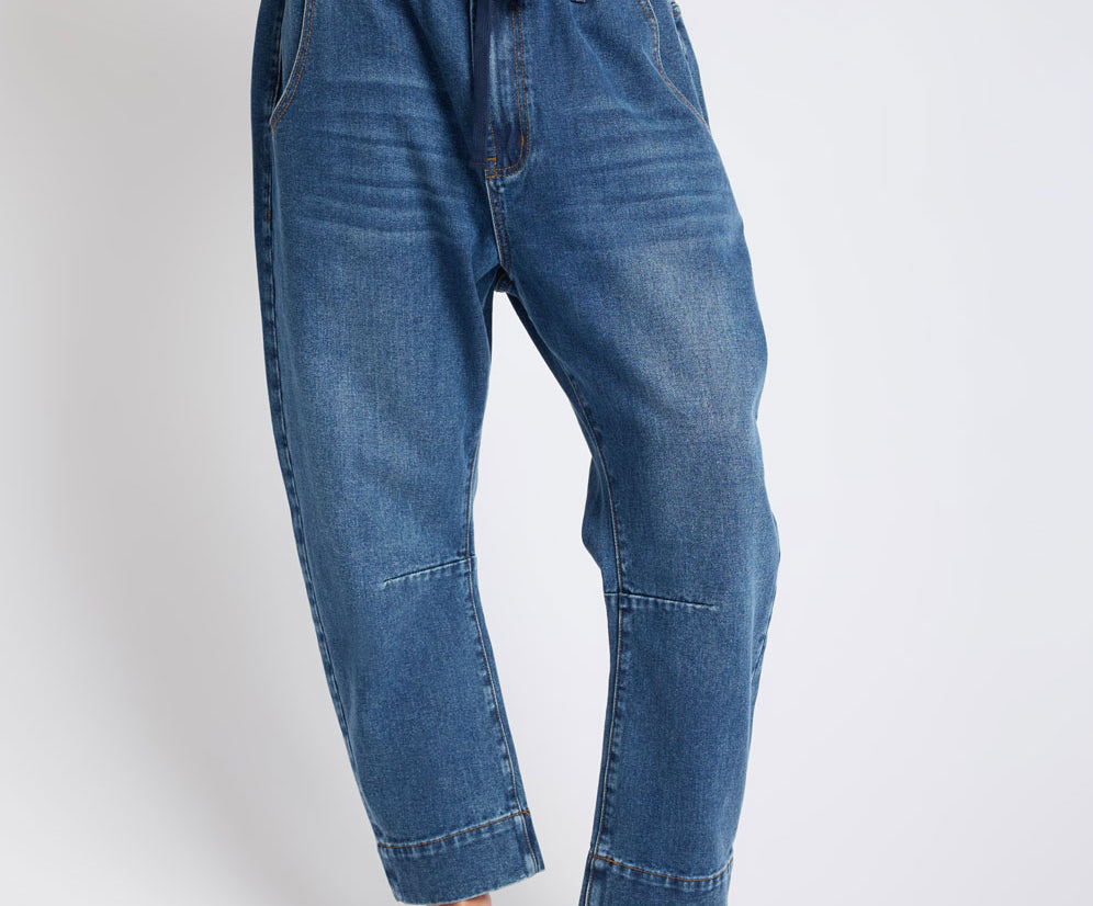 Outcasts Low Waist Drop Crotch Harem Denim Jeans - Rodeo Blue