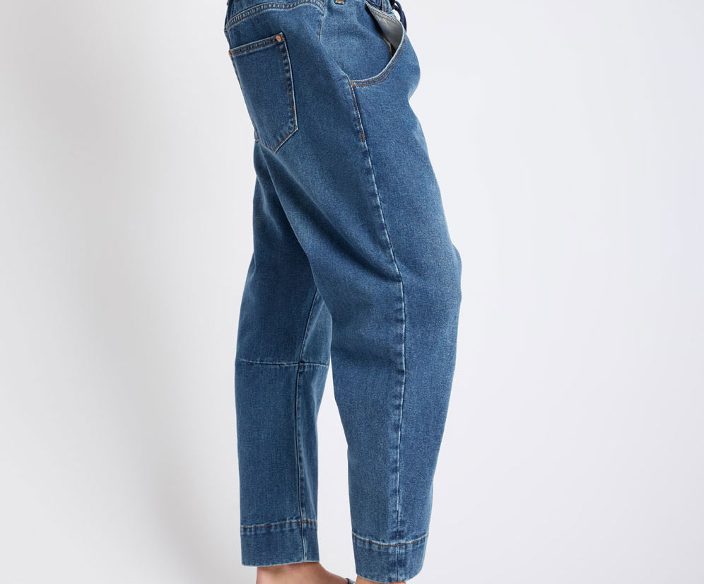 Outcasts Low Waist Drop Crotch Harem Denim Jeans - Rodeo Blue