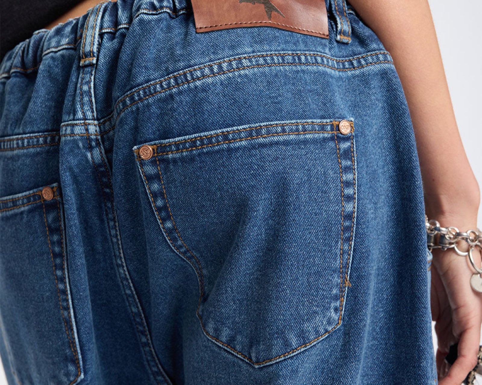Outcasts Low Waist Drop Crotch Harem Denim Jeans - Rodeo Blue