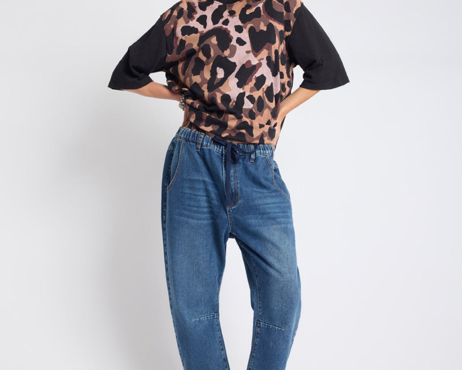 Outcasts Low Waist Drop Crotch Harem Denim Jeans - Rodeo Blue