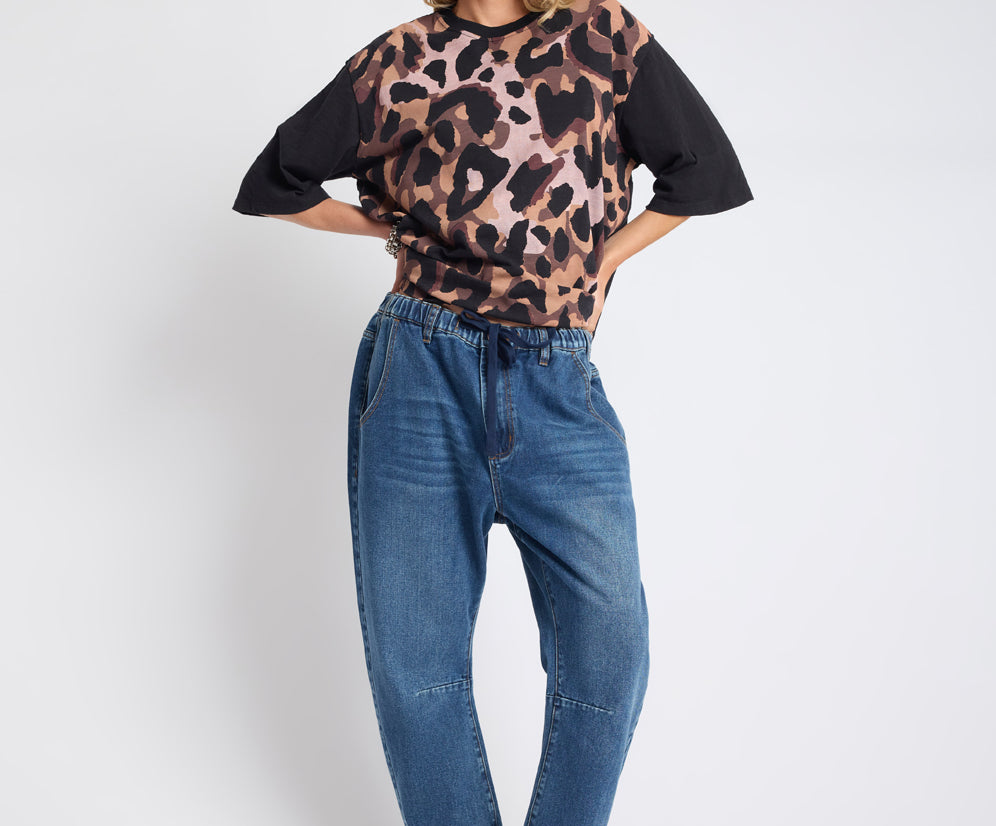 Outcasts Low Waist Drop Crotch Harem Denim Jeans - Rodeo Blue
