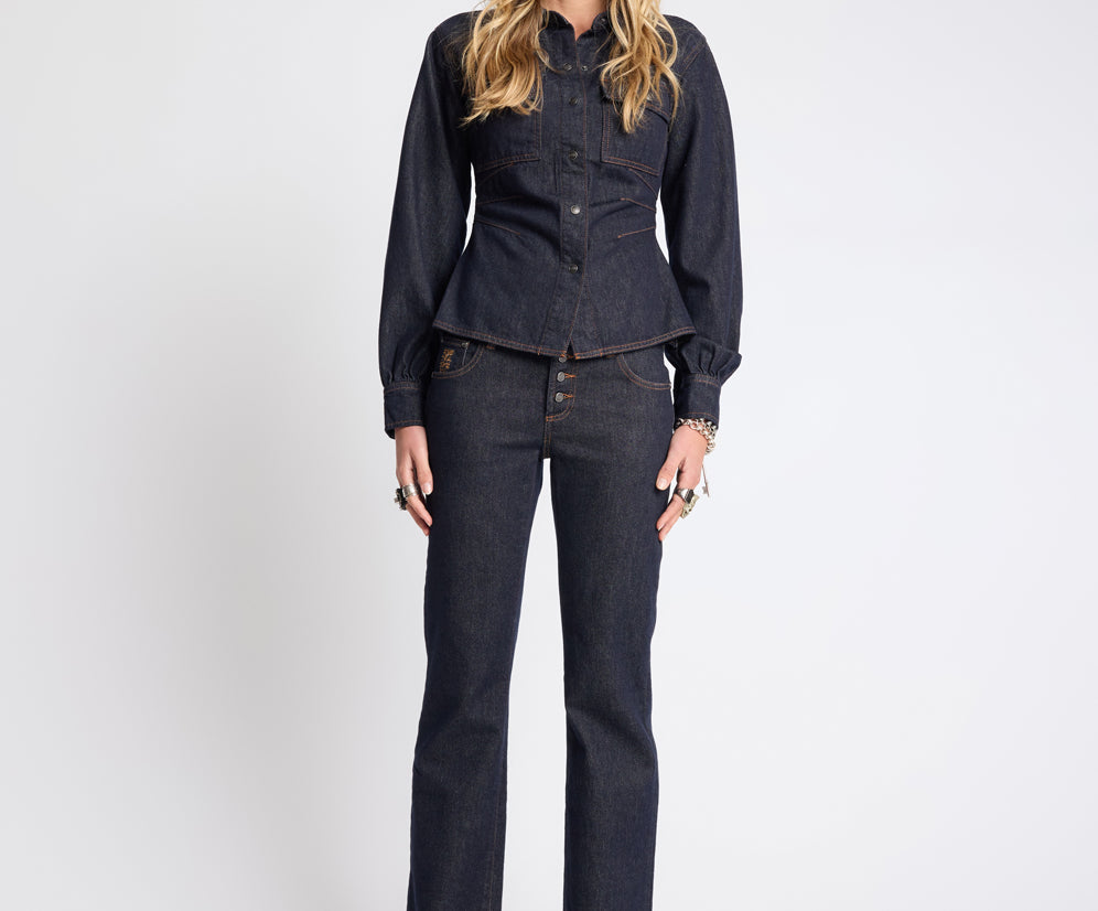 Alice Low Waist Bootcut Denim Jeans - Raw Indigo
