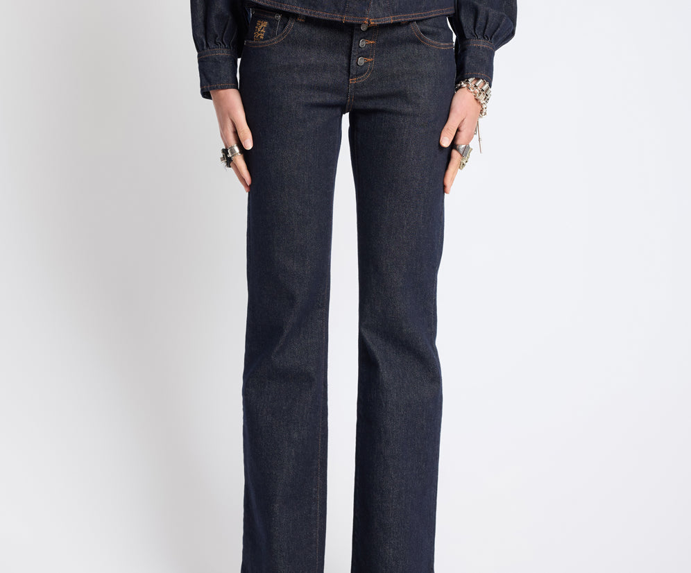Alice Low Waist Bootcut Denim Jeans - Raw Indigo