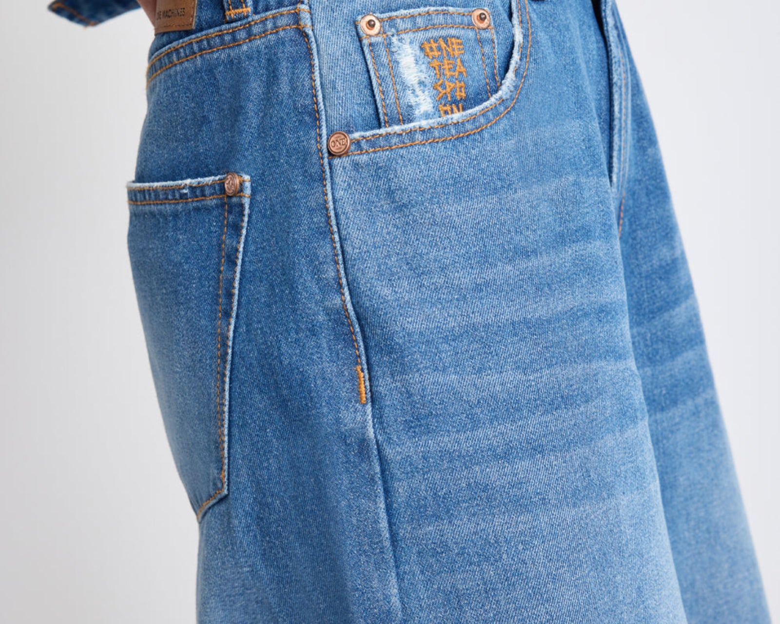 Love Machines Mid Waist Super Wide Leg Denim Jeans - Pacifica Blue