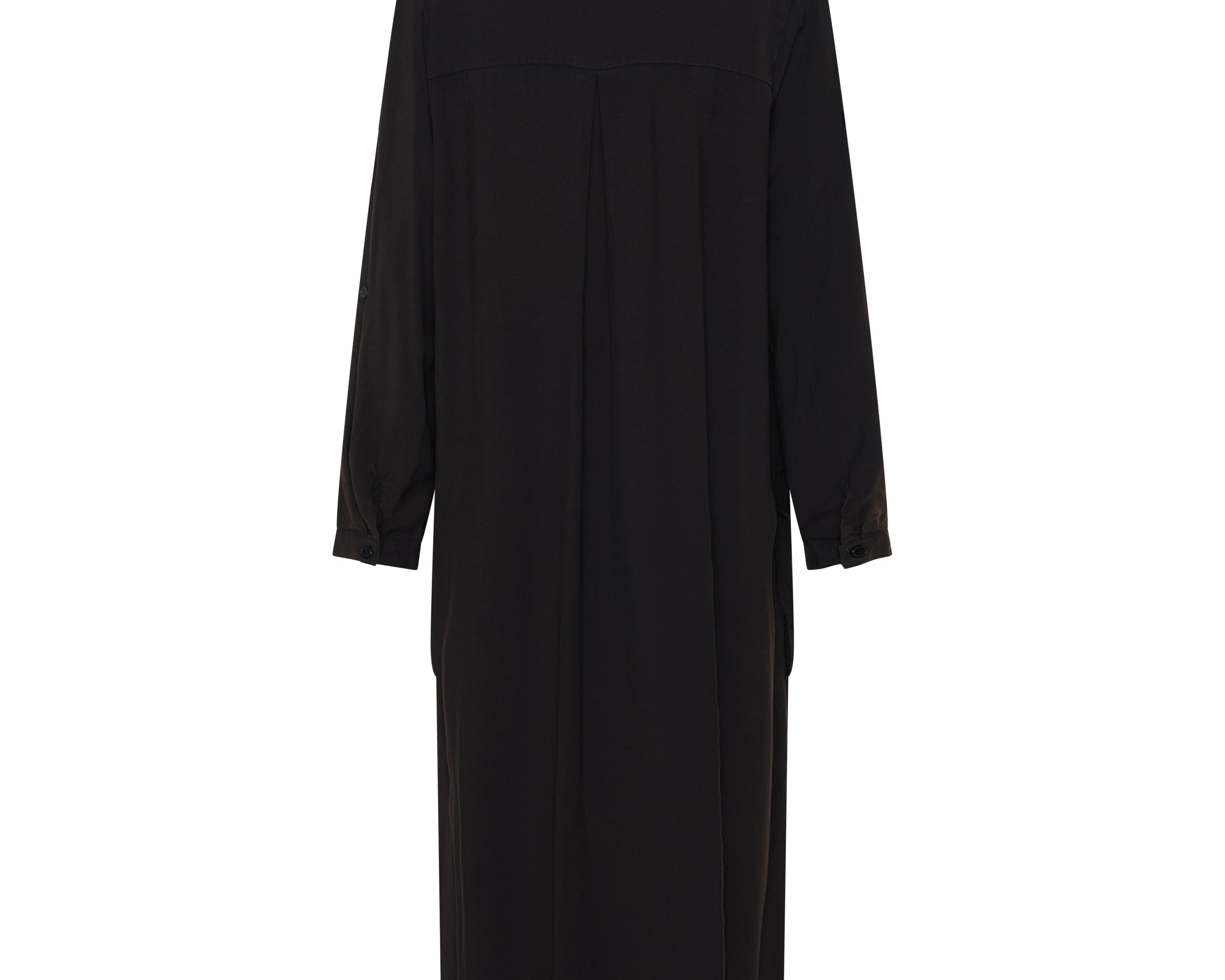 Crushed Midi Shirt Dress - Black