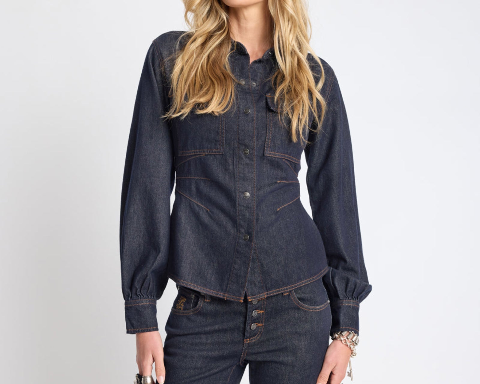 Josie Fitted Denim Shirt - Raw Indigo