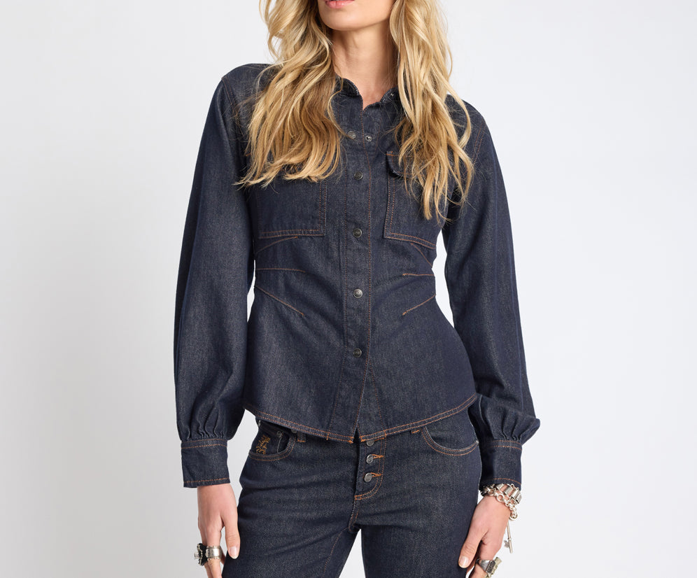 Josie Fitted Denim Shirt - Raw Indigo