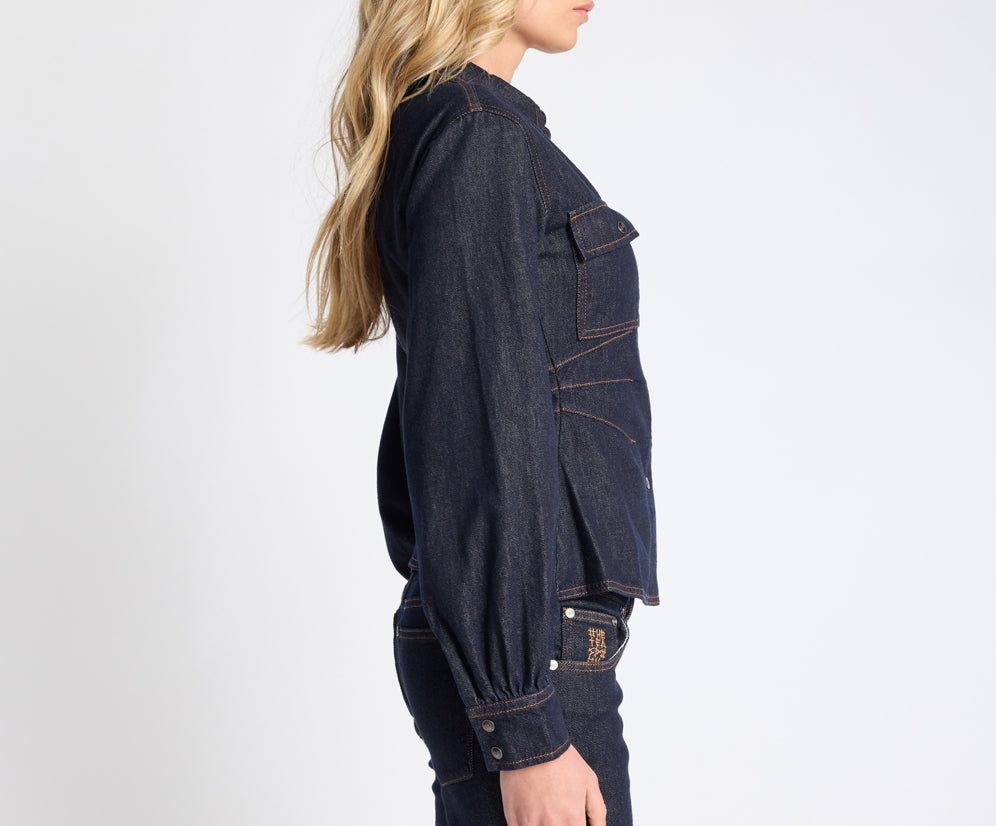 Josie Fitted Denim Shirt - Raw Indigo