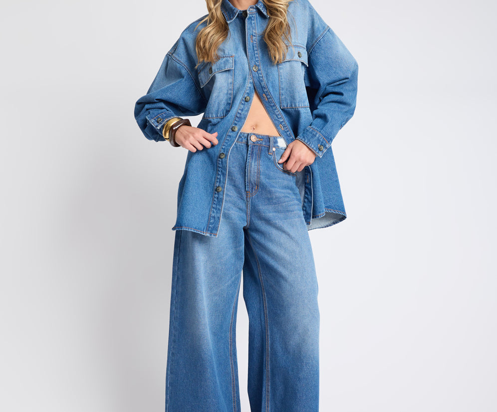 Oversized Denim Shirt - Pacifica Blue