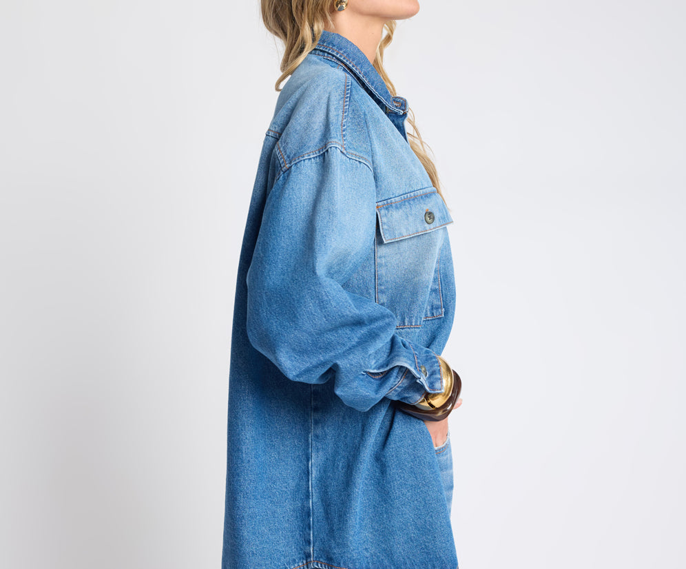 Oversized Denim Shirt - Pacifica Blue