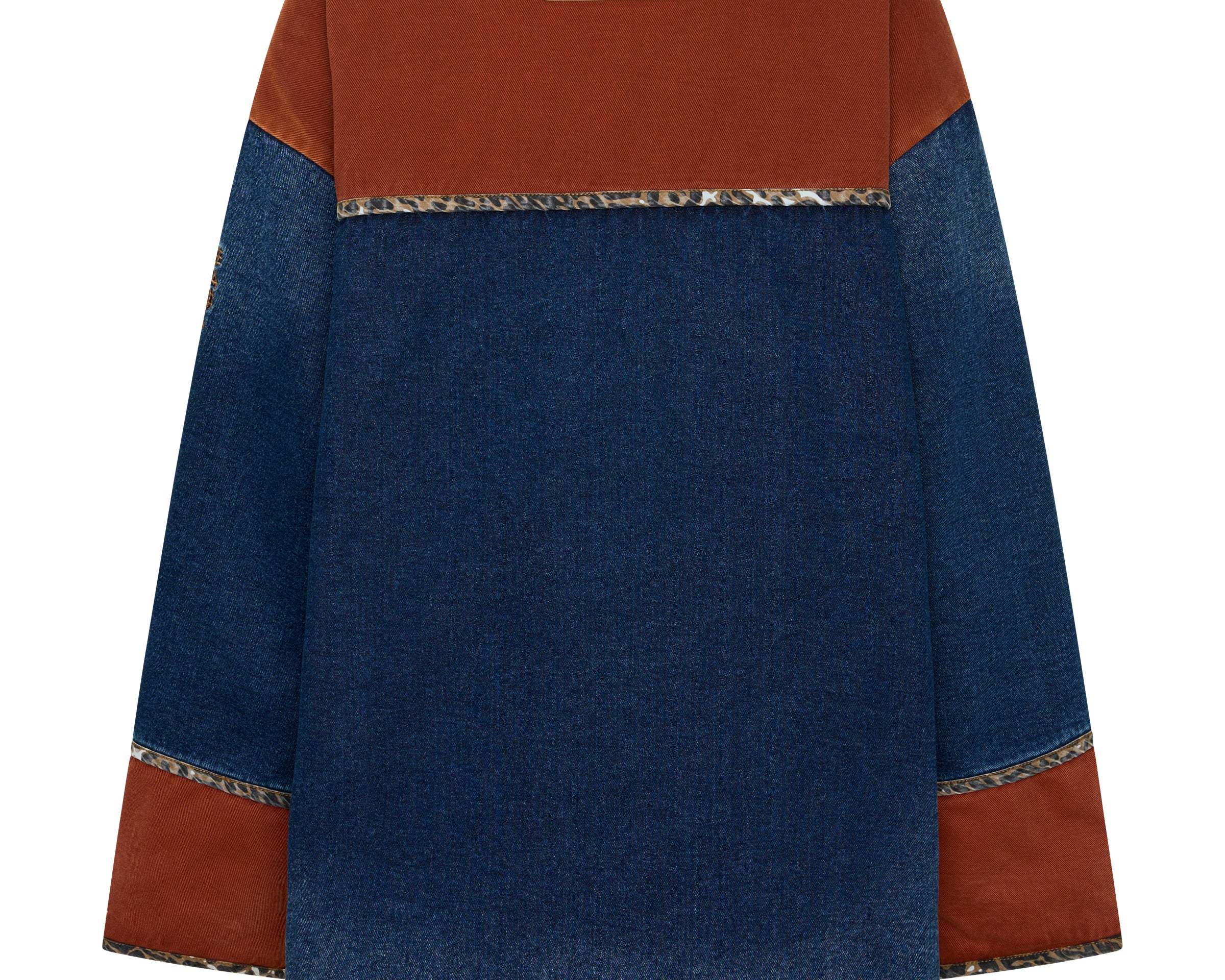 Bang Bang Reversible Colour Blocked Denim Wadded Jacket - Animal Blue Rust