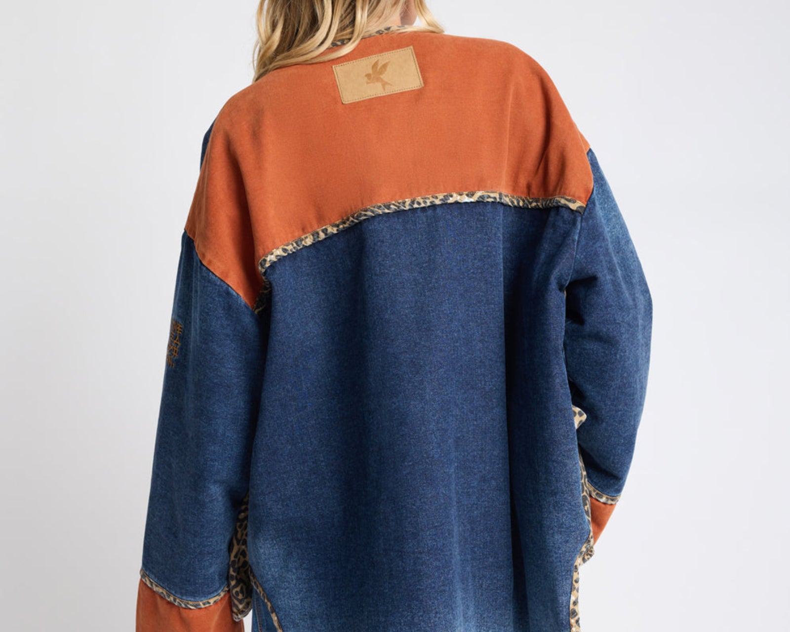 Bang Bang Reversible Colour Blocked Denim Wadded Jacket - Animal Blue Rust