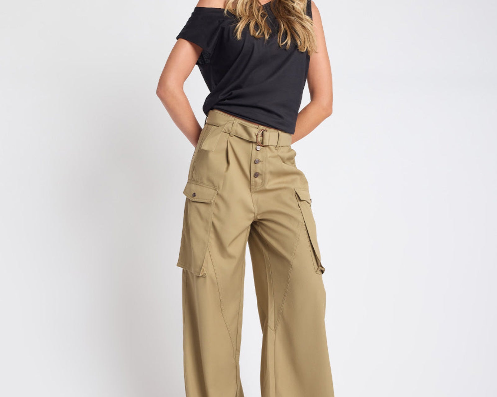 Elemental High Waist Tencel Cargo Pants - Khaki