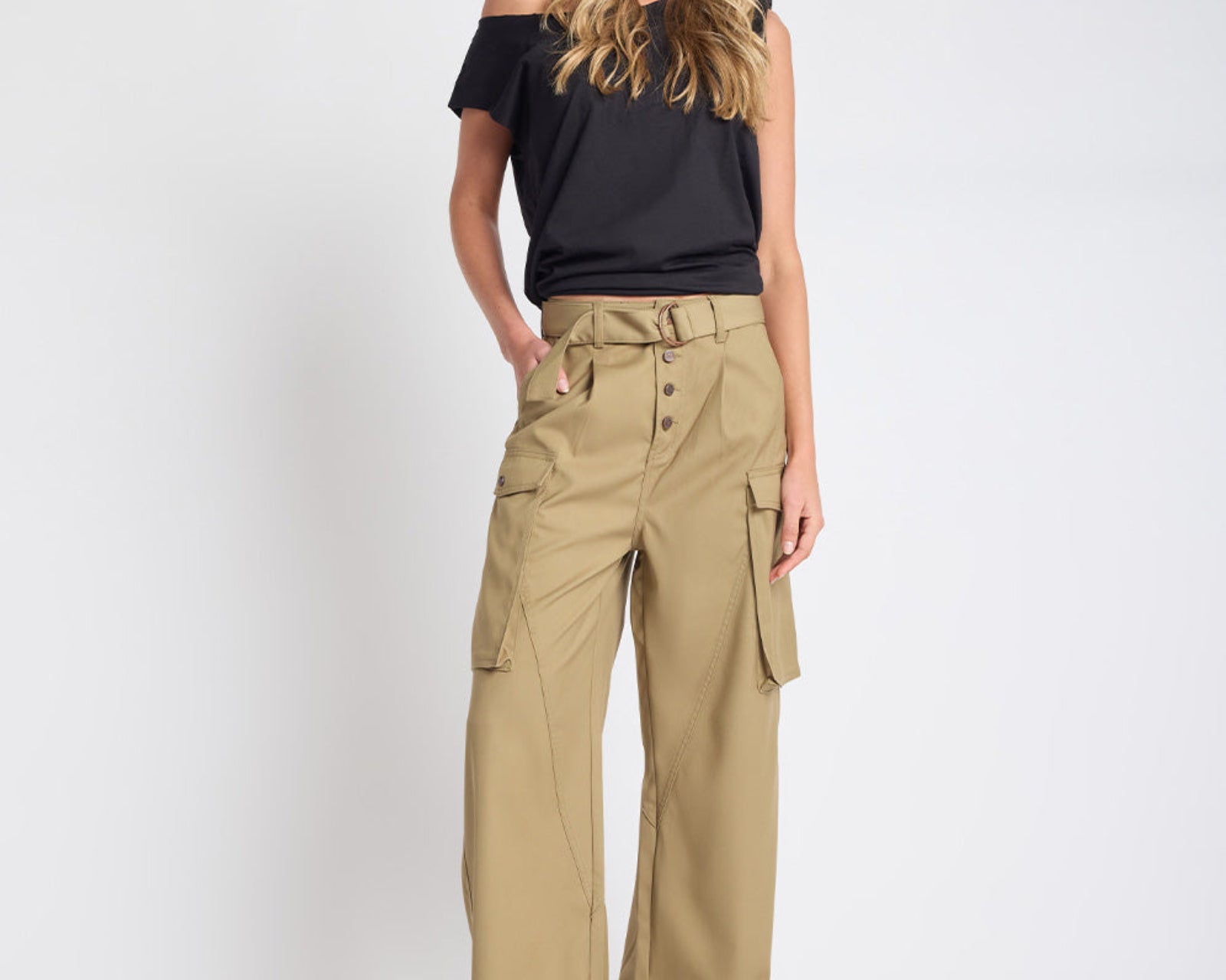 Elemental High Waist Tencel Cargo Pants - Khaki