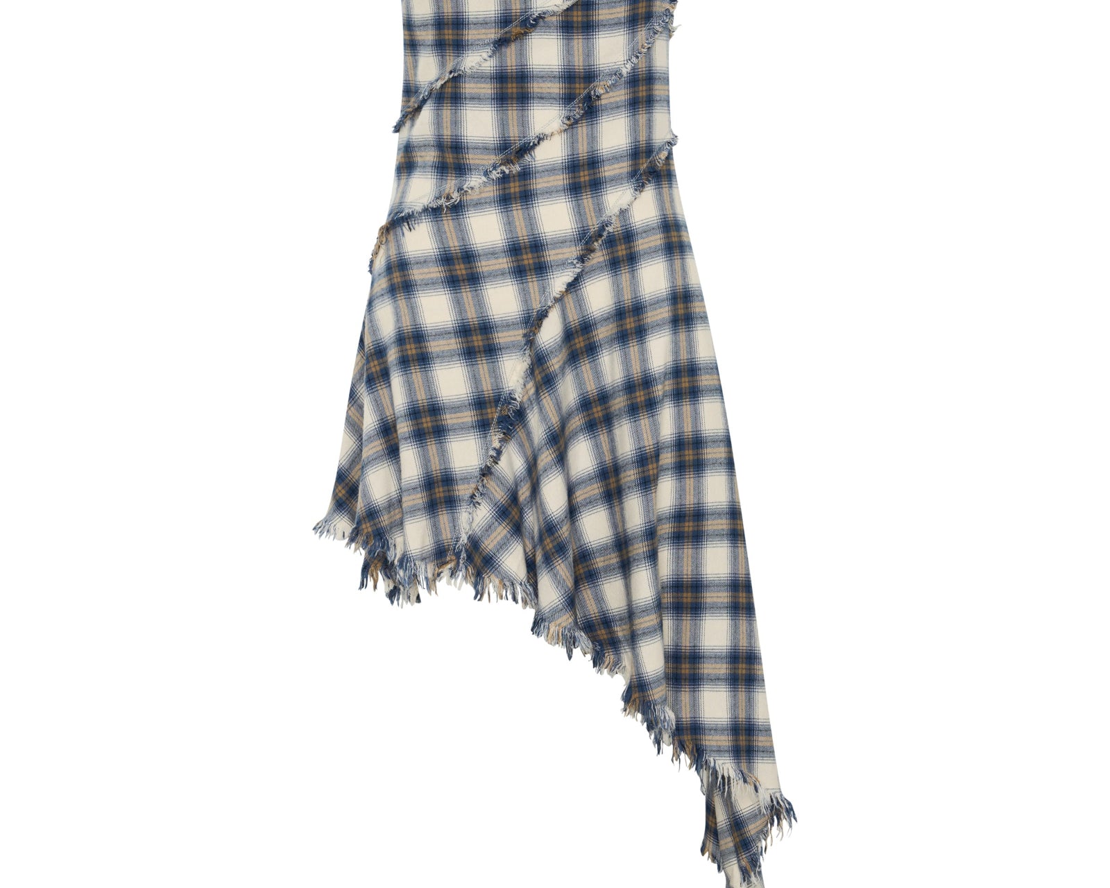 Heart Of Glass Asymmetrical Flannel Mini Dress - Blue & White Check