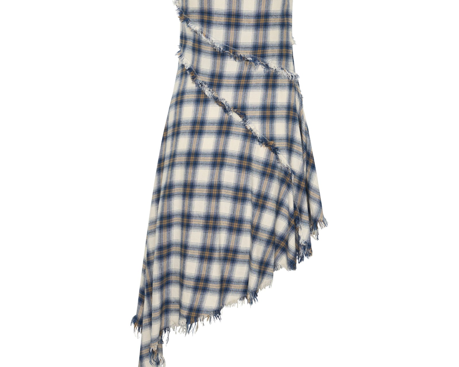 Heart Of Glass Asymmetrical Flannel Mini Dress - Blue & White Check