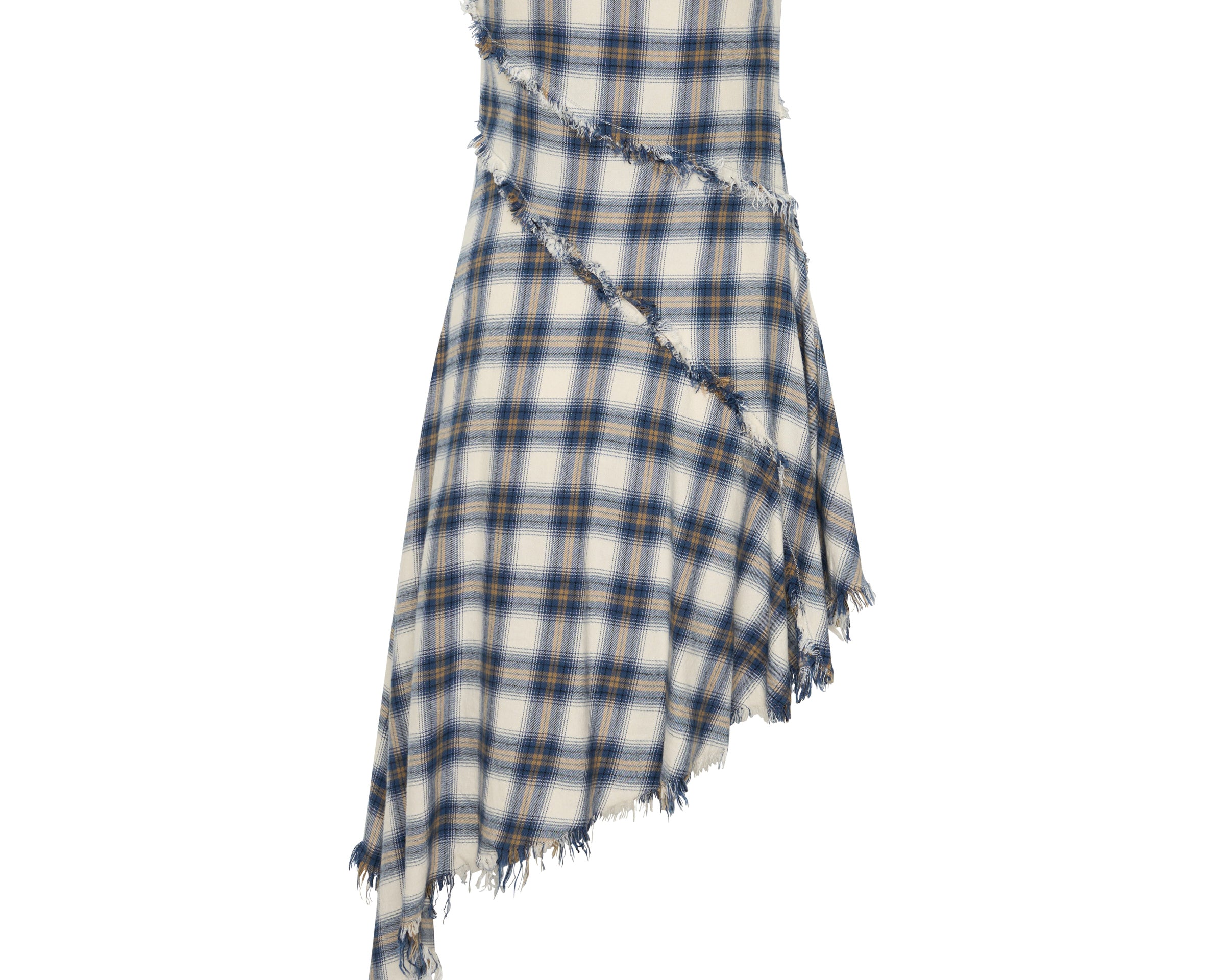 Heart Of Glass Asymmetrical Flannel Mini Dress - Blue & White Check