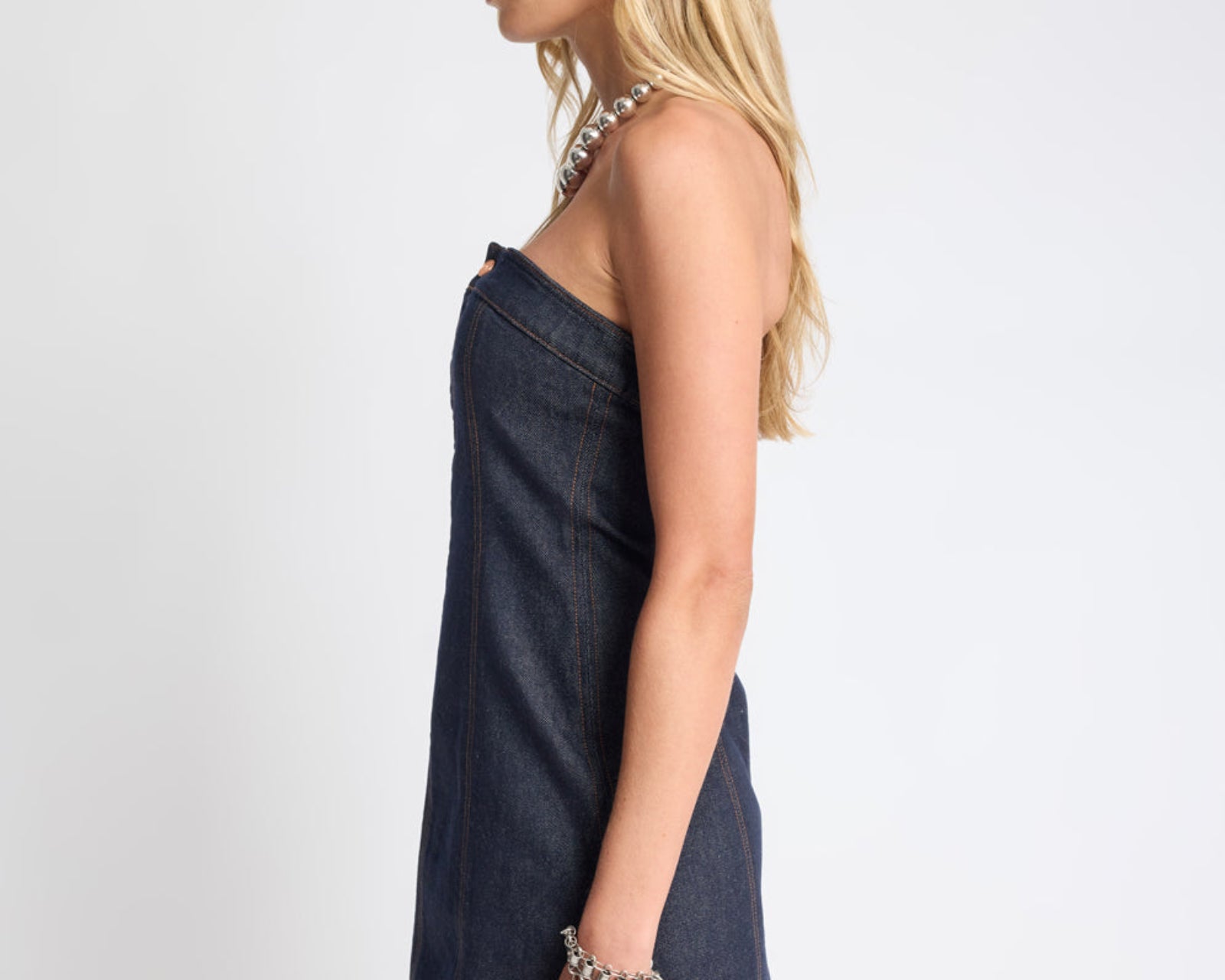Pamela Strapless Tube Mini Denim Dress - Raw Indigo