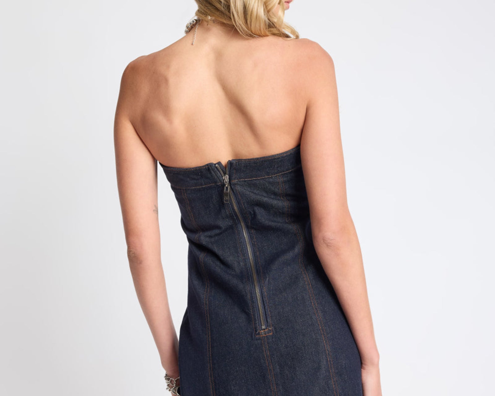 Pamela Strapless Tube Mini Denim Dress - Raw Indigo