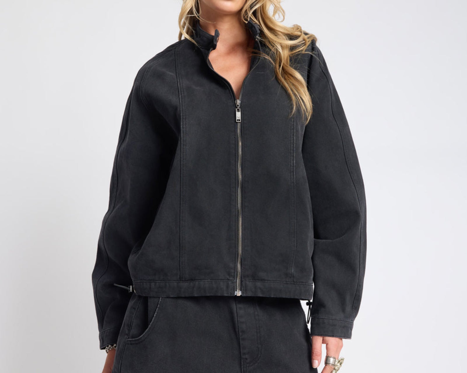 Harley Denim Bomber Jacket - Smokey Black